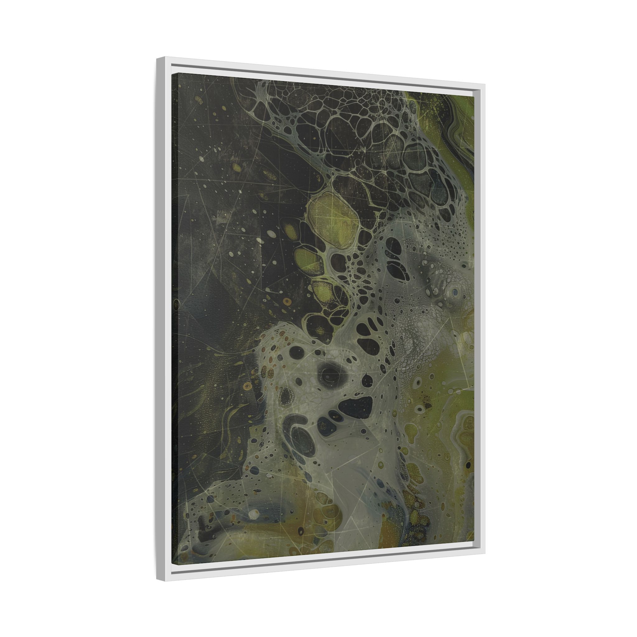 Astrals Cosmic #1 with texture underpainting - Green - Framed Matt Canvas (Black, White, Brown,) - Image 18