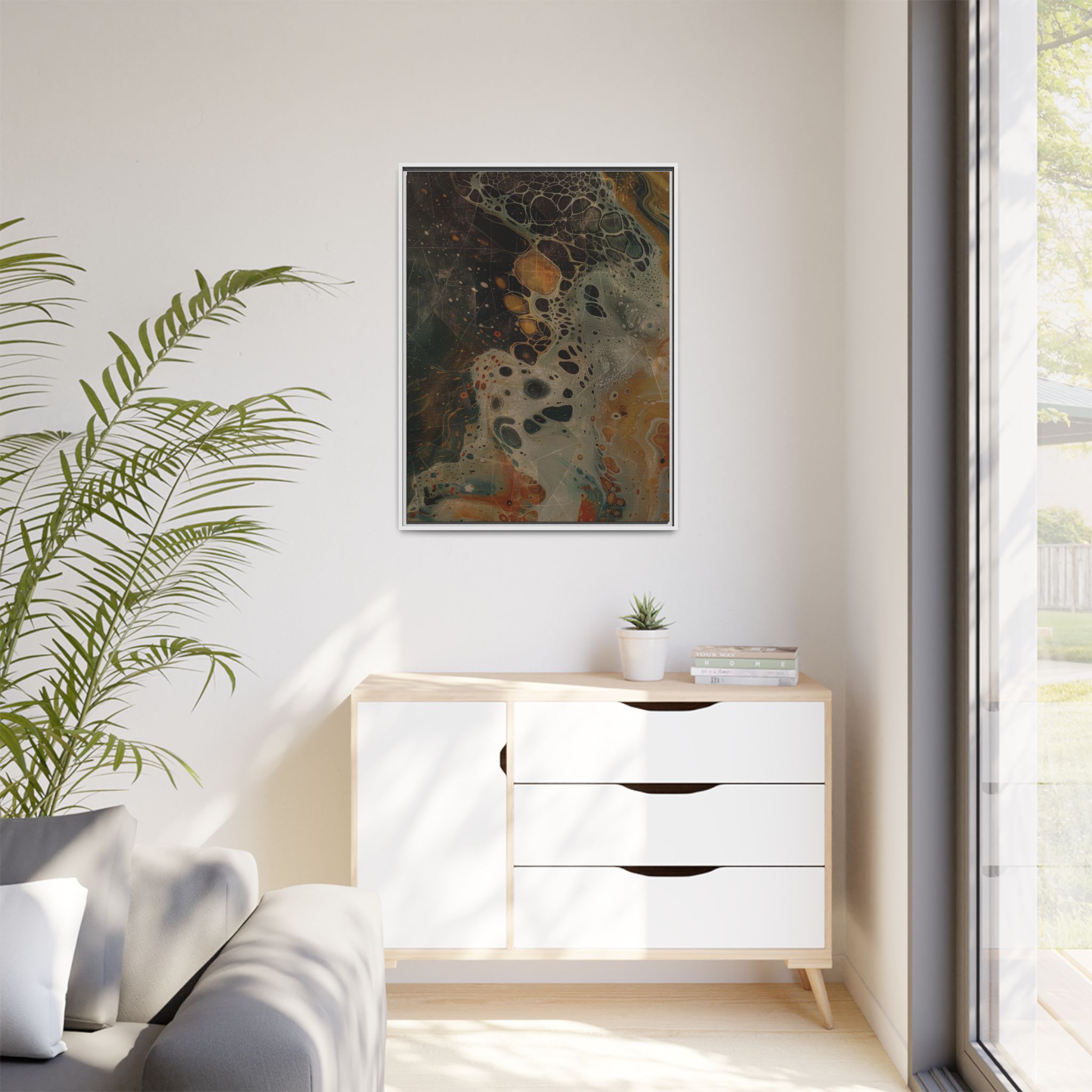 Astrals Cosmic #1 with texture underpainting - Orange - Framed Matt Canvas (Black, White, Brown,) - Image 35