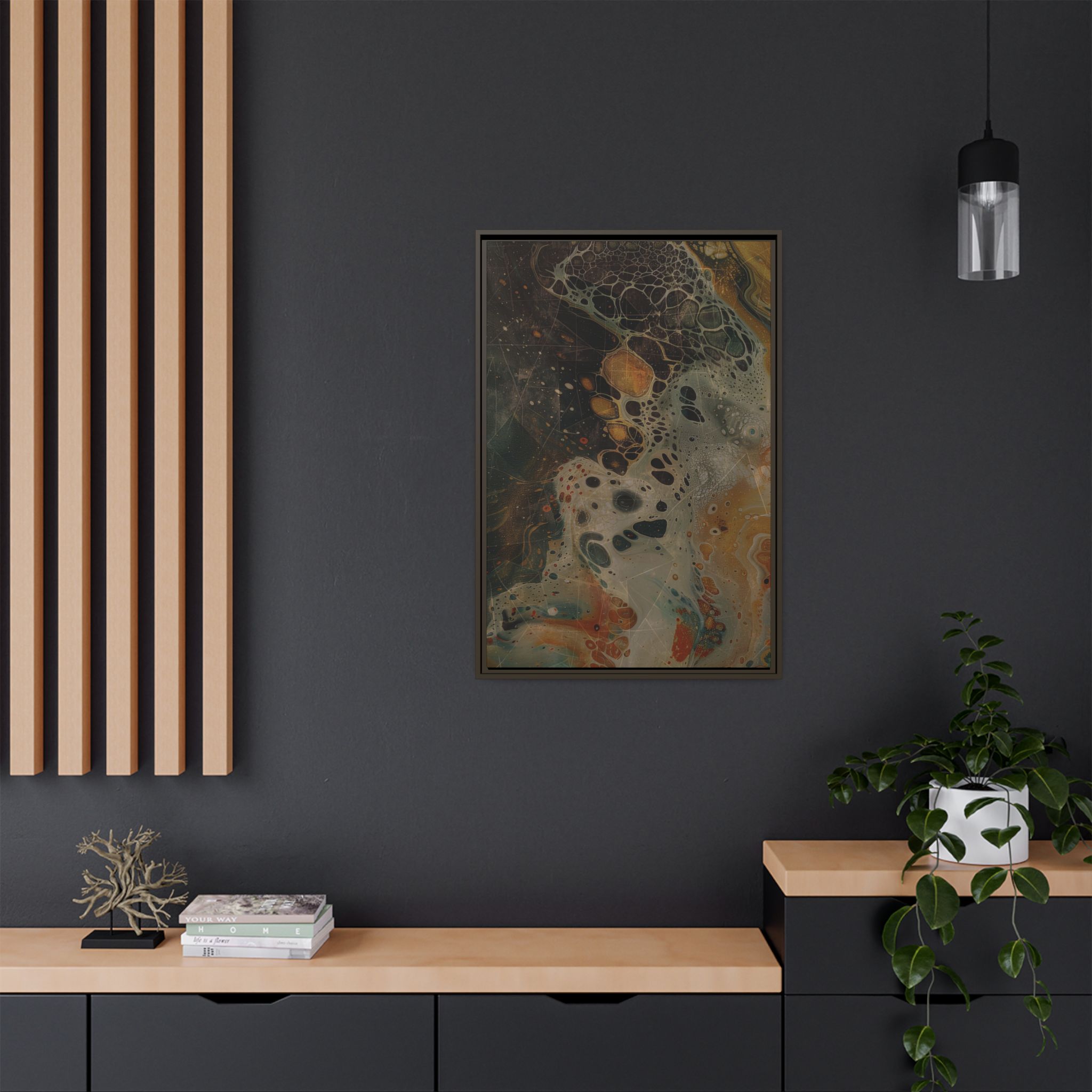 Astrals Cosmic #1 with texture underpainting - Orange - Framed Matt Canvas (Black, White, Brown,) - Image 24