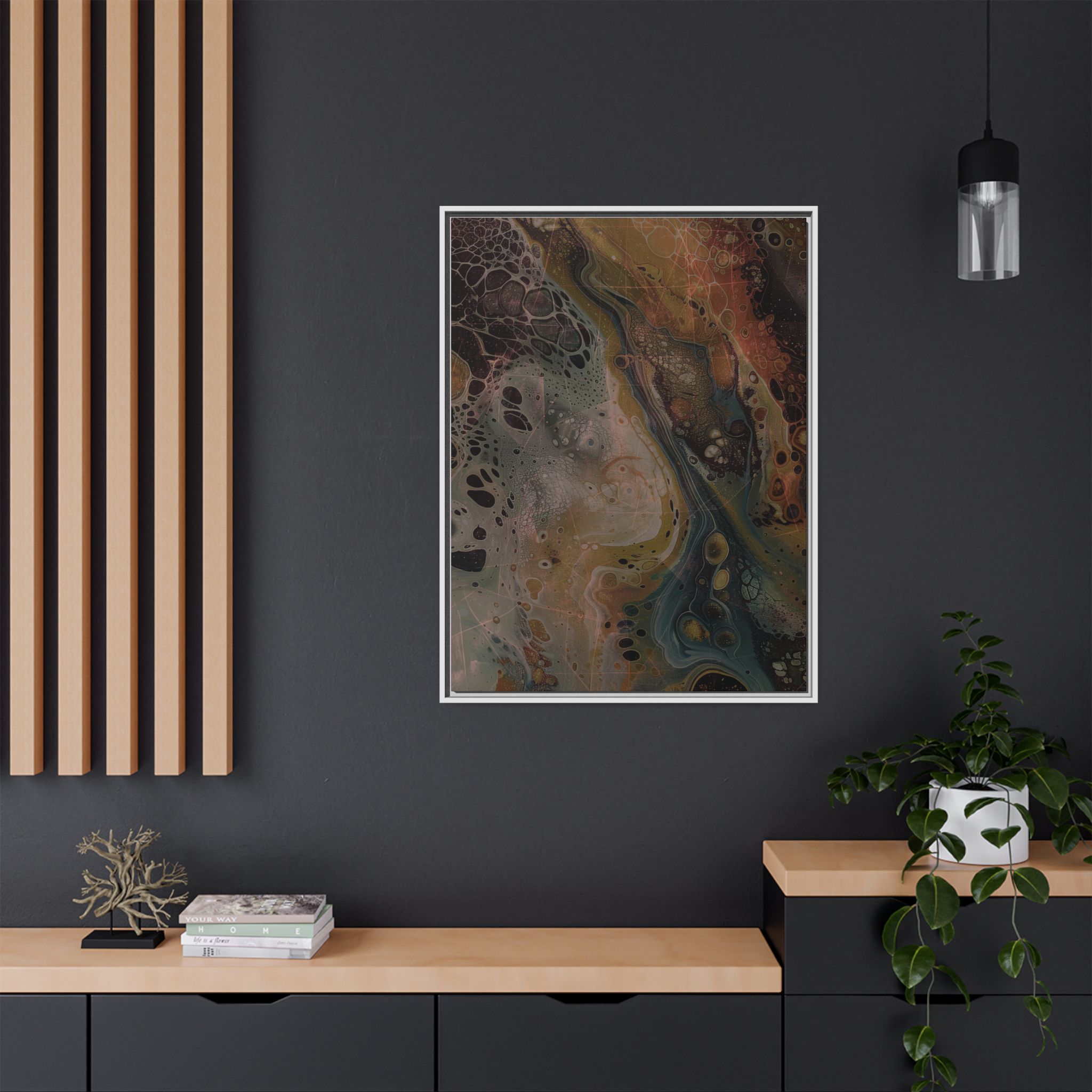 Astrals Cosmic #2 with texture underpainting - Orange - Framed Matt Canvas (Black, White, Brown,) - Image 44