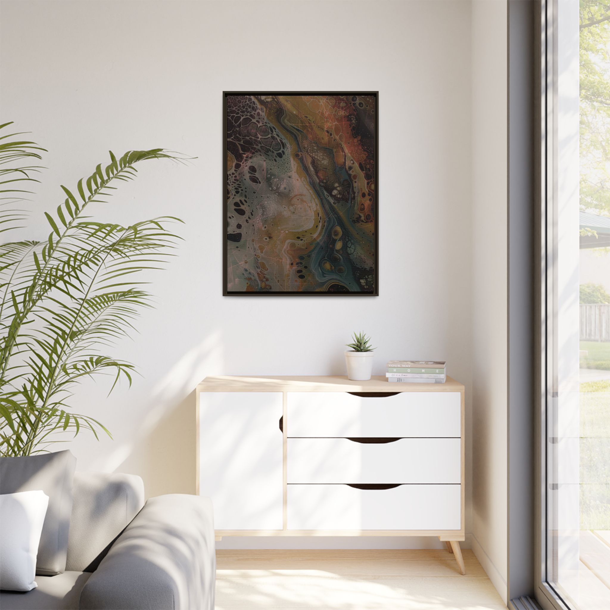 Astrals Cosmic #2 with texture underpainting - Orange - Framed Matt Canvas (Black, White, Brown,) - Image 27