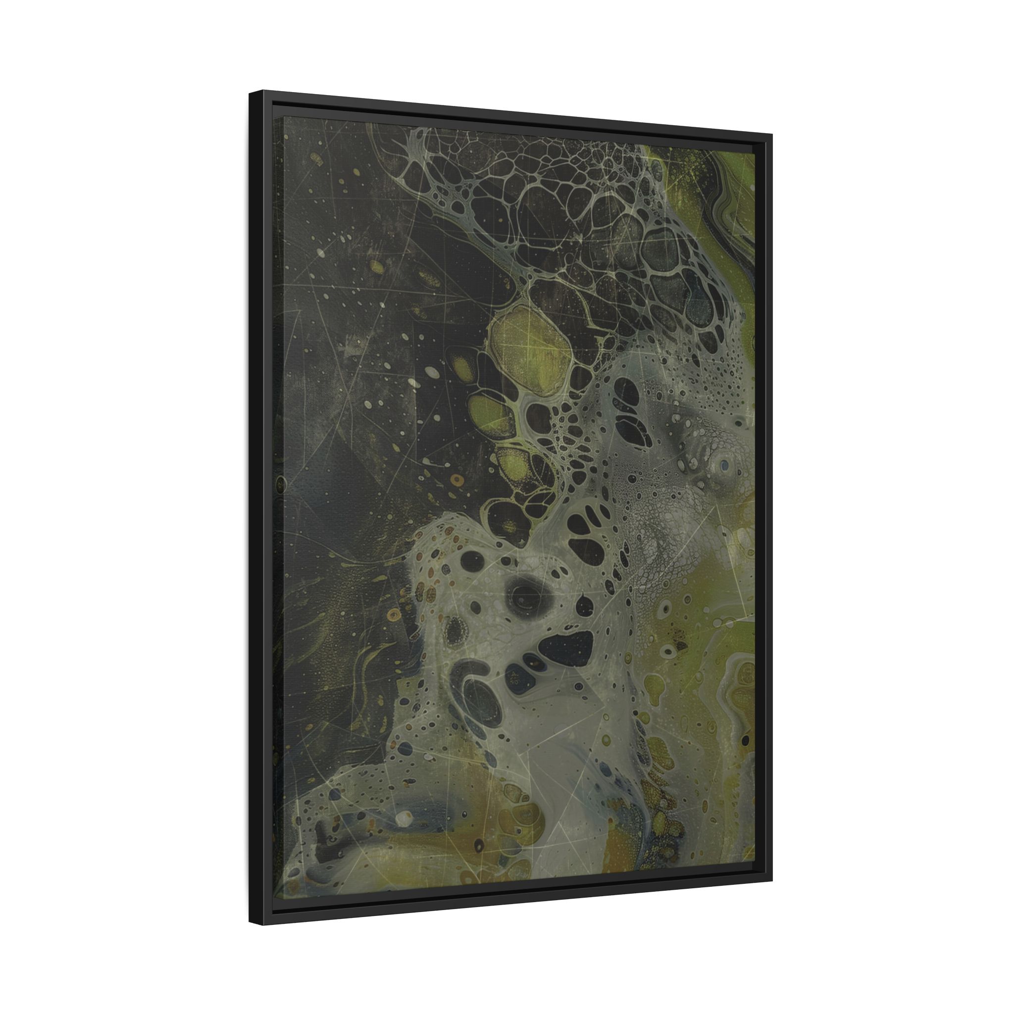 Astrals Cosmic #1 with texture underpainting - Green - Framed Matt Canvas (Black, White, Brown,) - Image 5