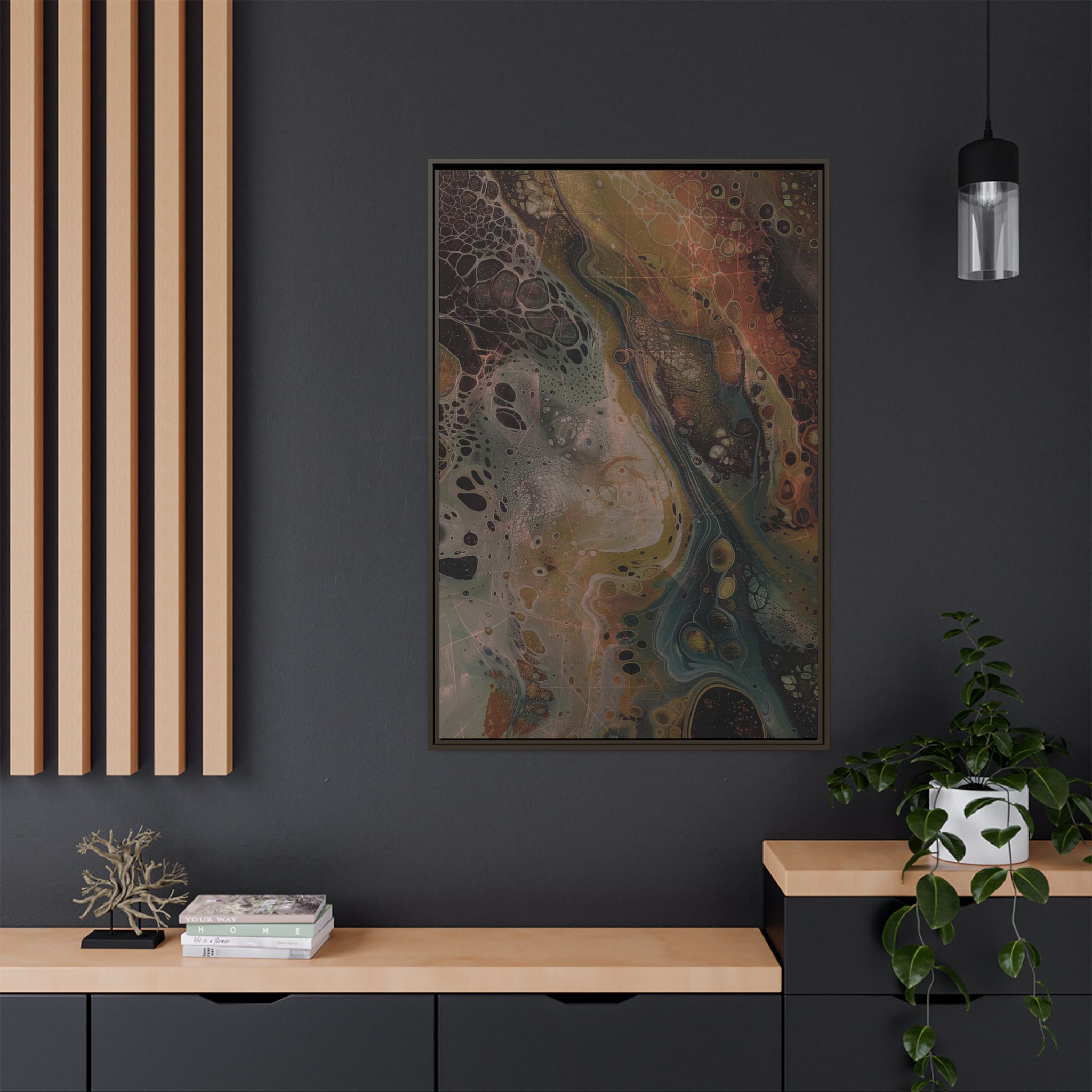 Astrals Cosmic #2 with texture underpainting - Orange - Framed Matt Canvas (Black, White, Brown,) - Image 32