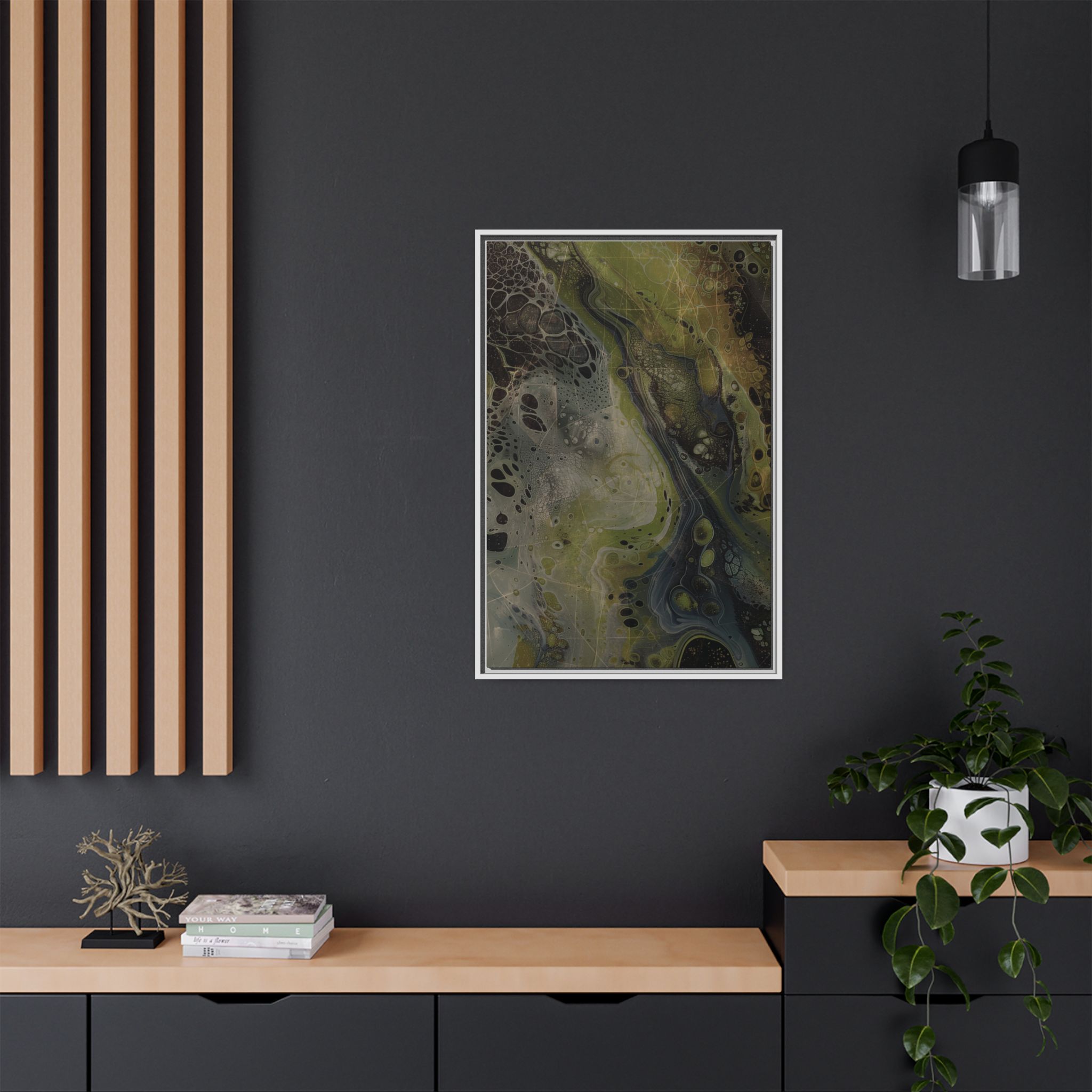 Astrals Cosmic #2 with texture underpainting - Green - Framed Matt Canvas (Black, White, Brown,) - Image 28