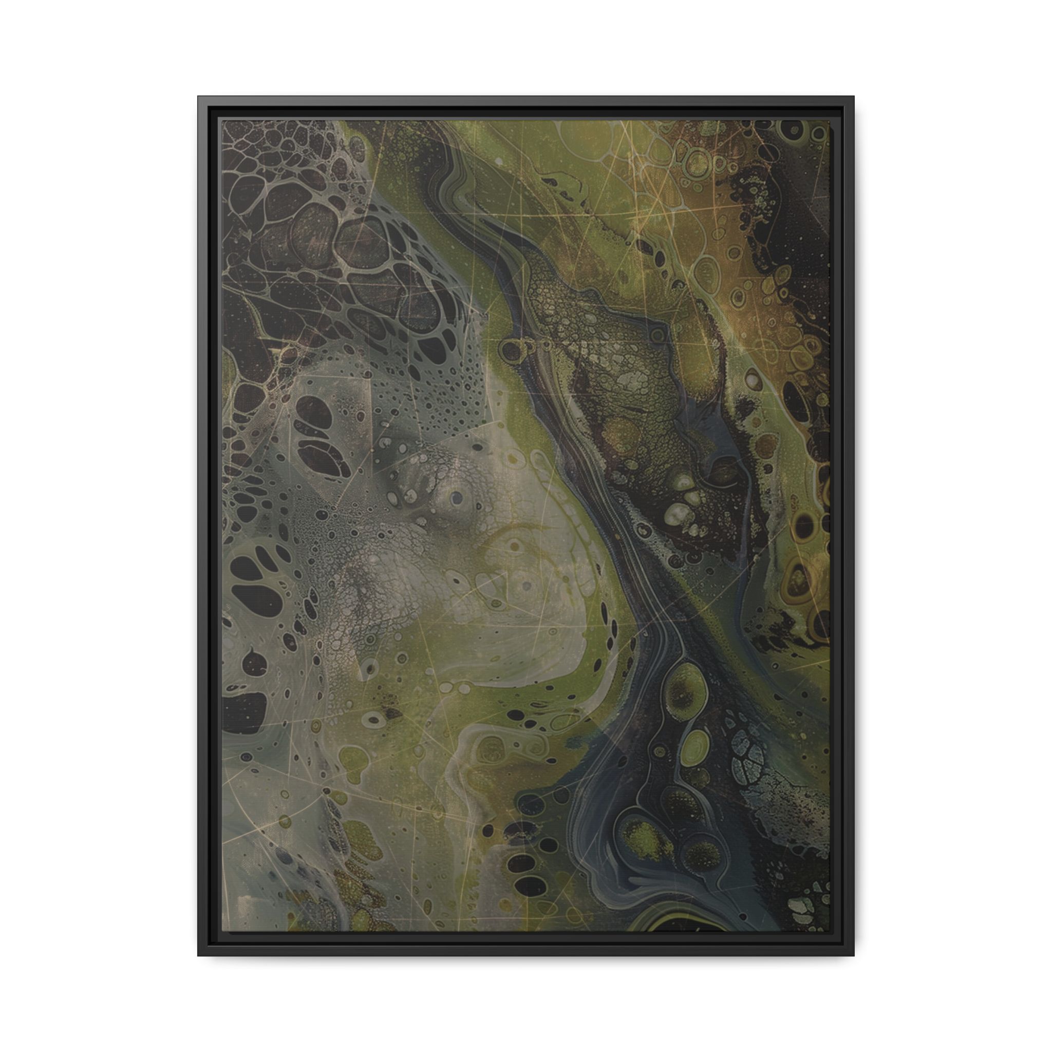 Astrals Cosmic #2 with texture underpainting - Green - Framed Matt Canvas (Black, White, Brown,) - Image 4