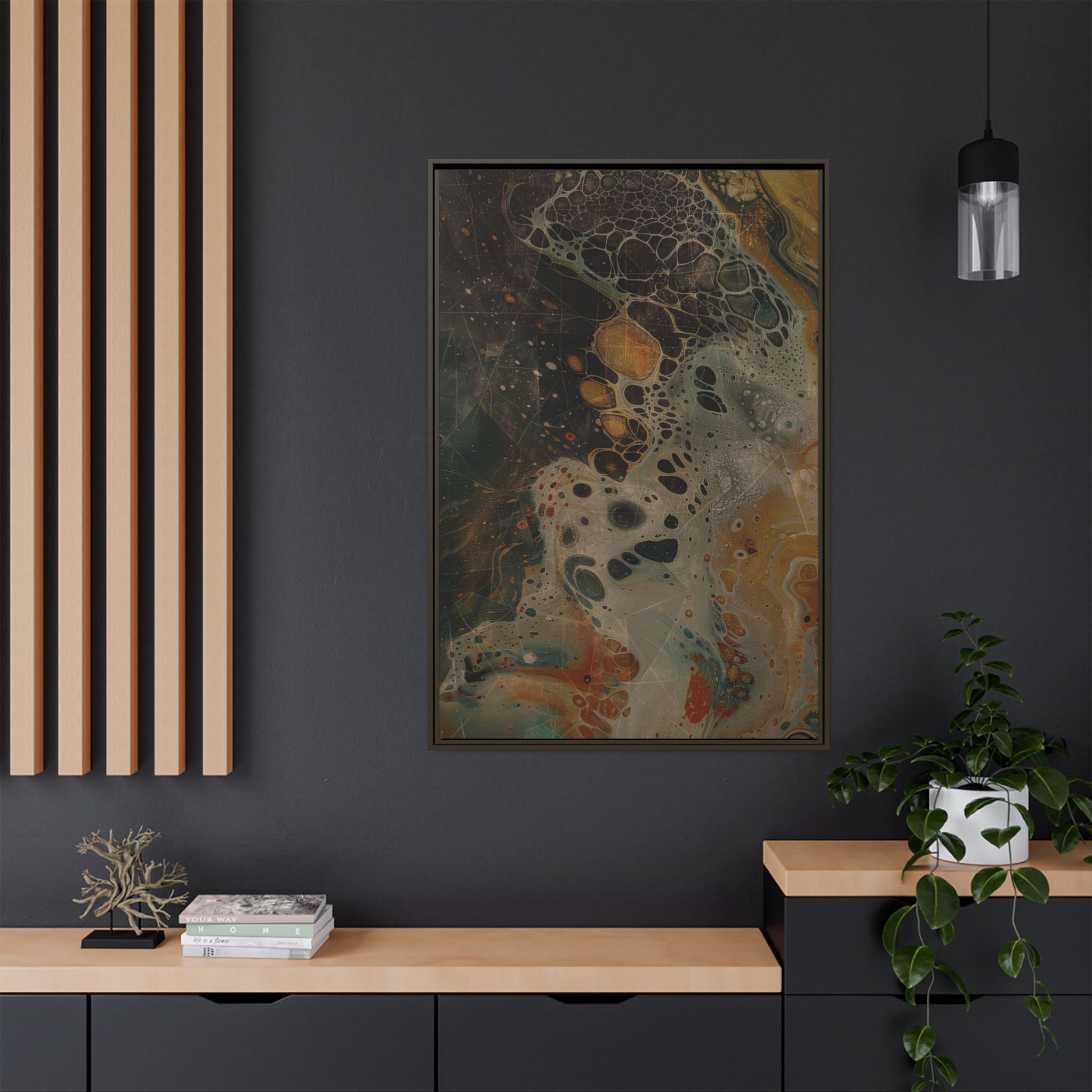 Astrals Cosmic #1 with texture underpainting - Orange - Framed Matt Canvas (Black, White, Brown,) - Image 40