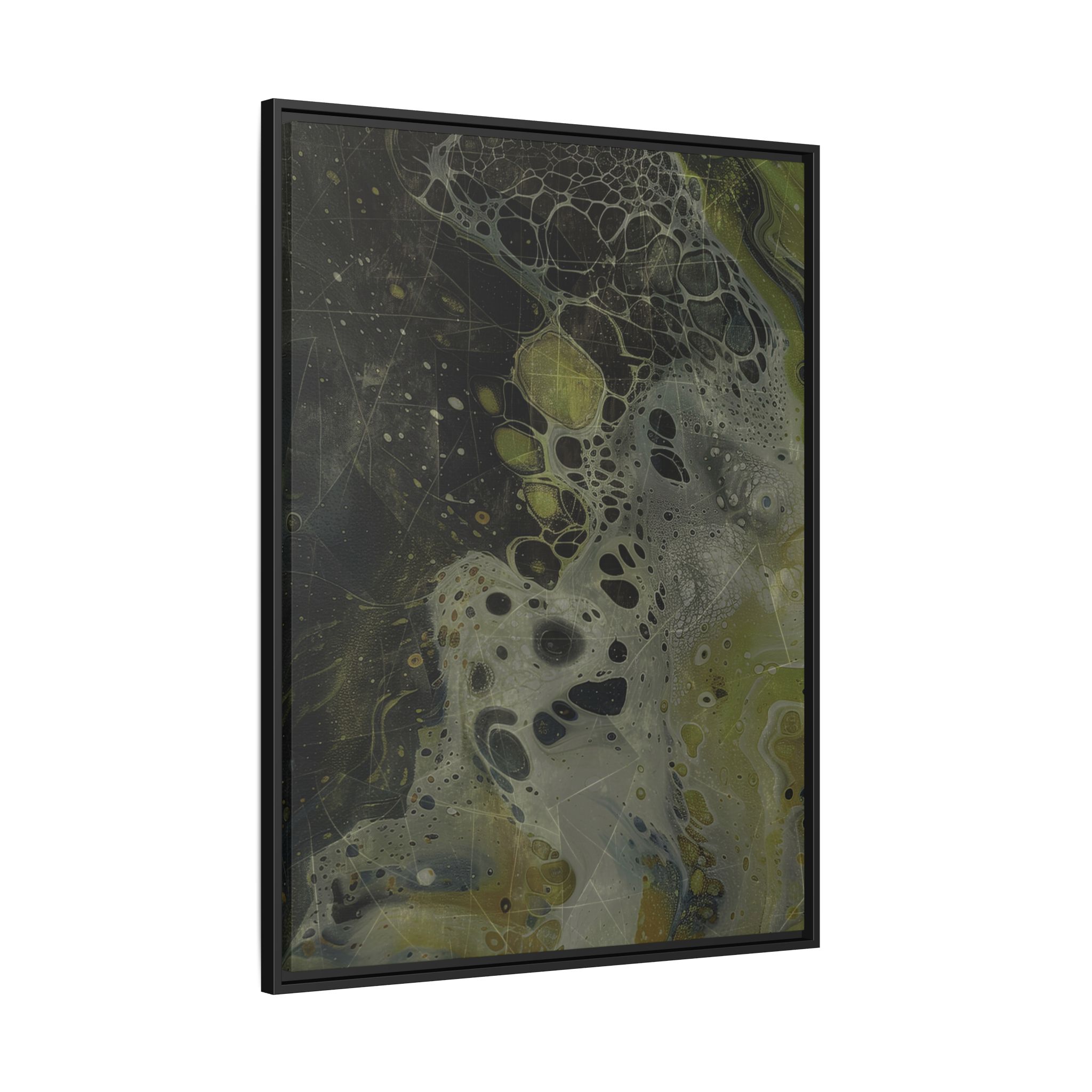 Astrals Cosmic #1 with texture underpainting - Green - Framed Matt Canvas (Black, White, Brown,) - Image 11