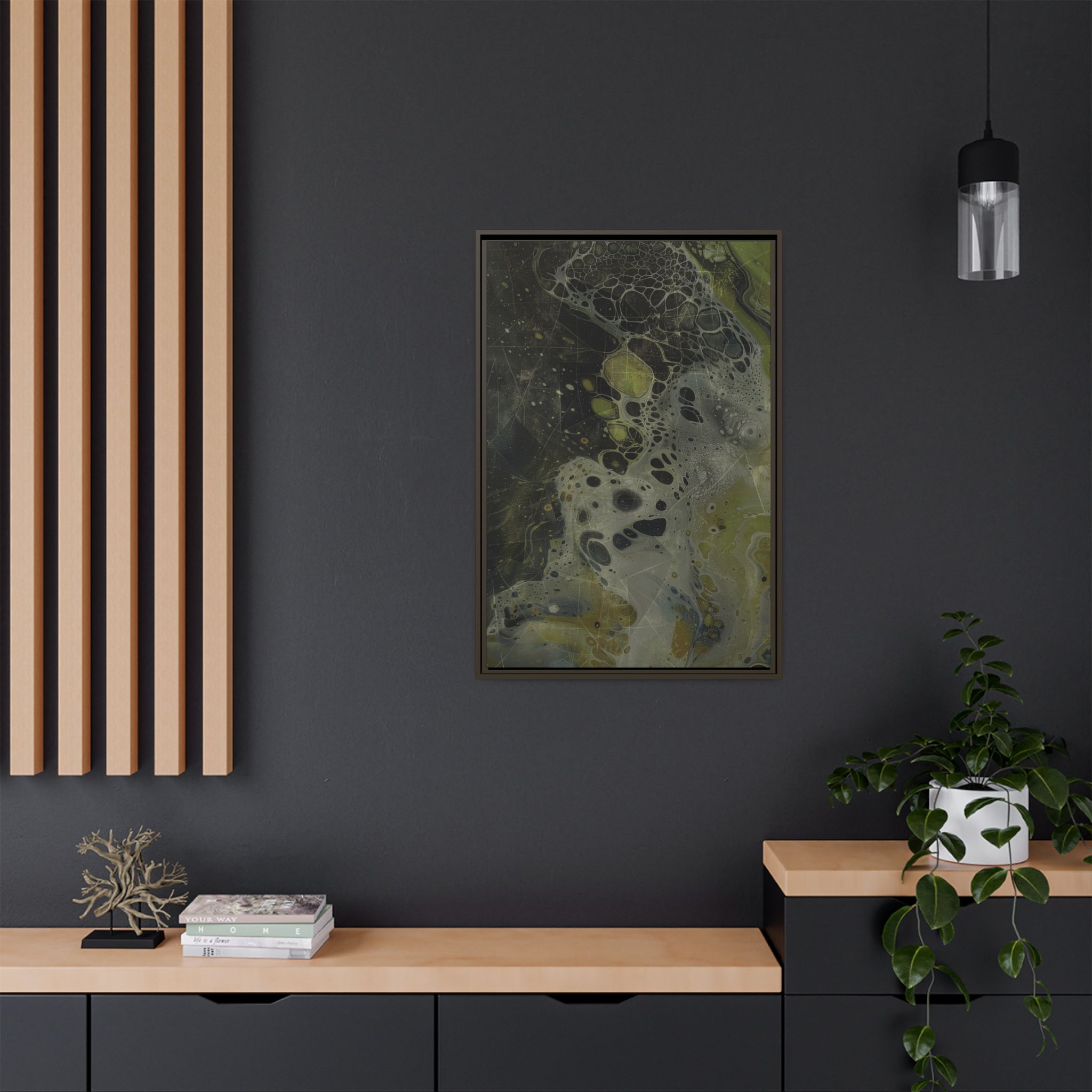 Astrals Cosmic #1 with texture underpainting - Green - Framed Matt Canvas (Black, White, Brown,) - Image 24