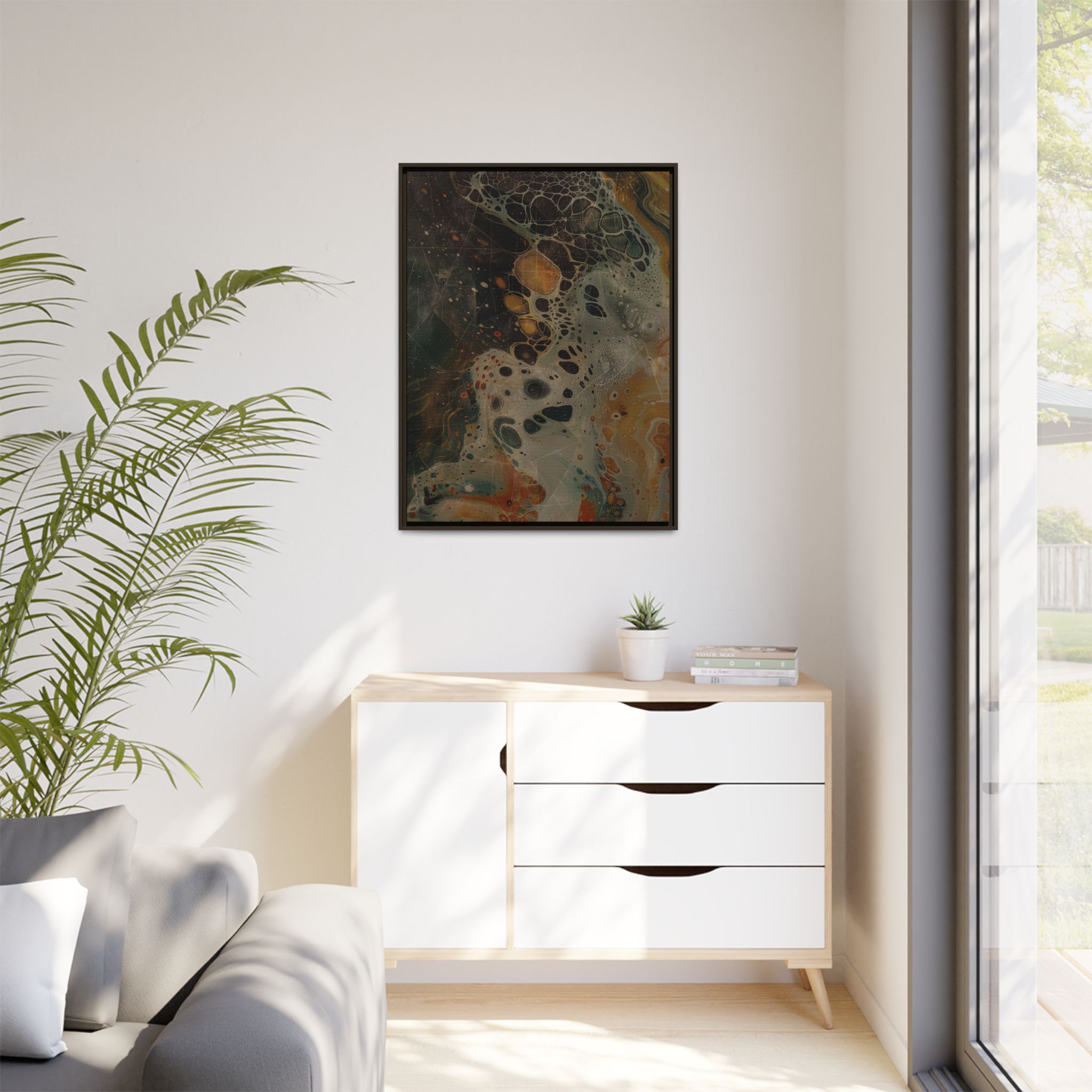 Astrals Cosmic #1 with texture underpainting - Orange - Framed Matt Canvas (Black, White, Brown,) - Image 31