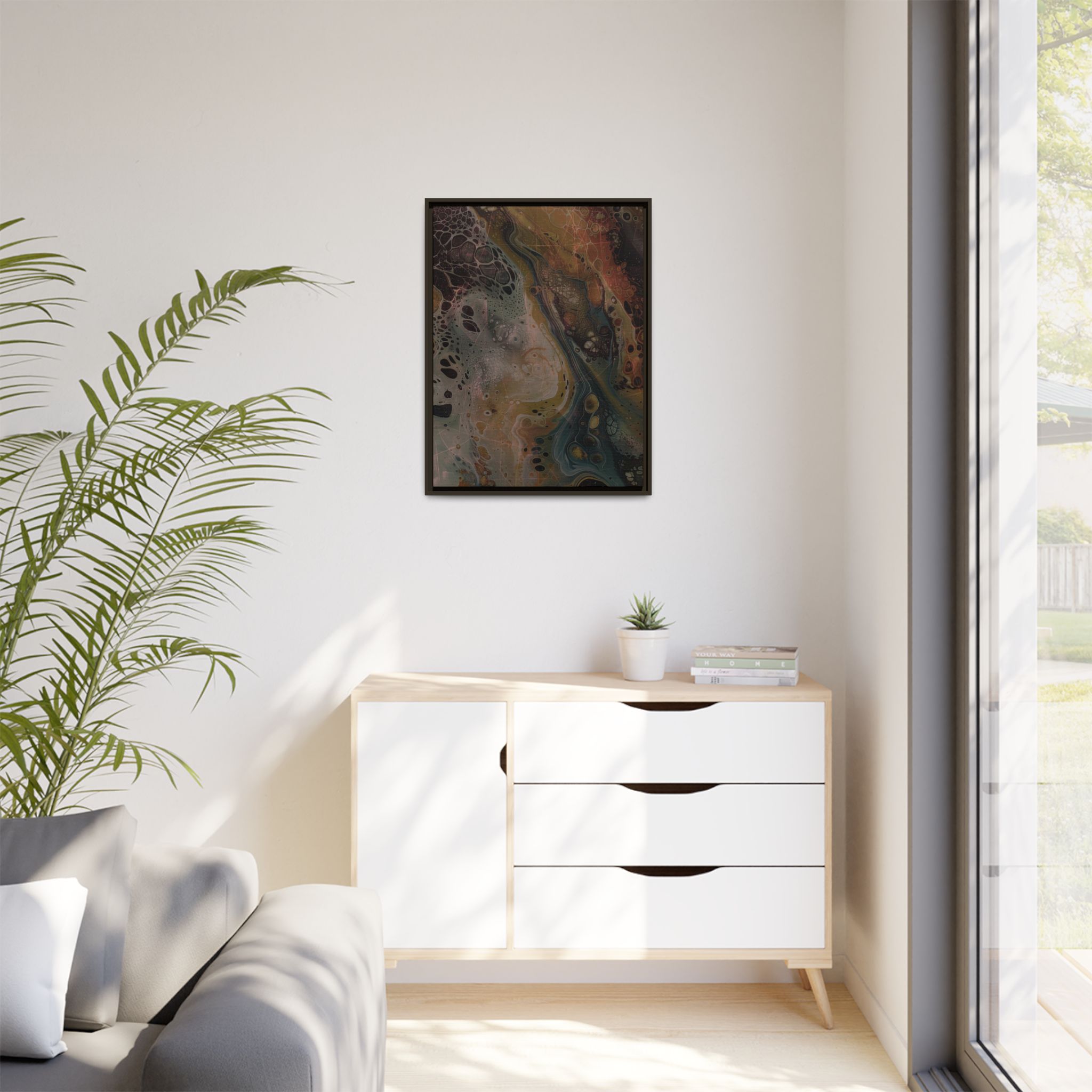 Astrals Cosmic #2 with texture underpainting - Orange - Framed Matt Canvas (Black, White, Brown,) - Image 19