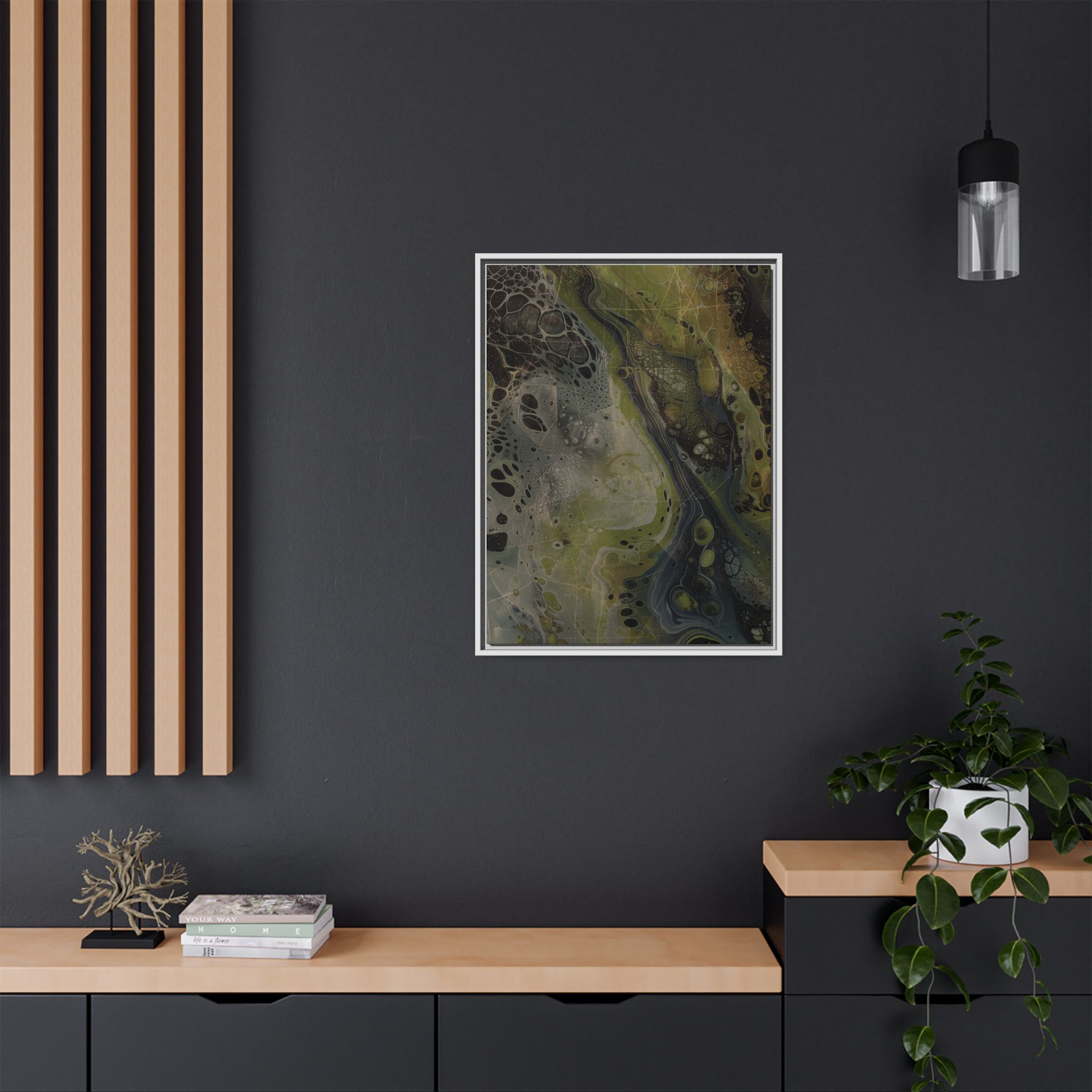 Astrals Cosmic #2 with texture underpainting - Green - Framed Matt Canvas (Black, White, Brown,) - Image 20