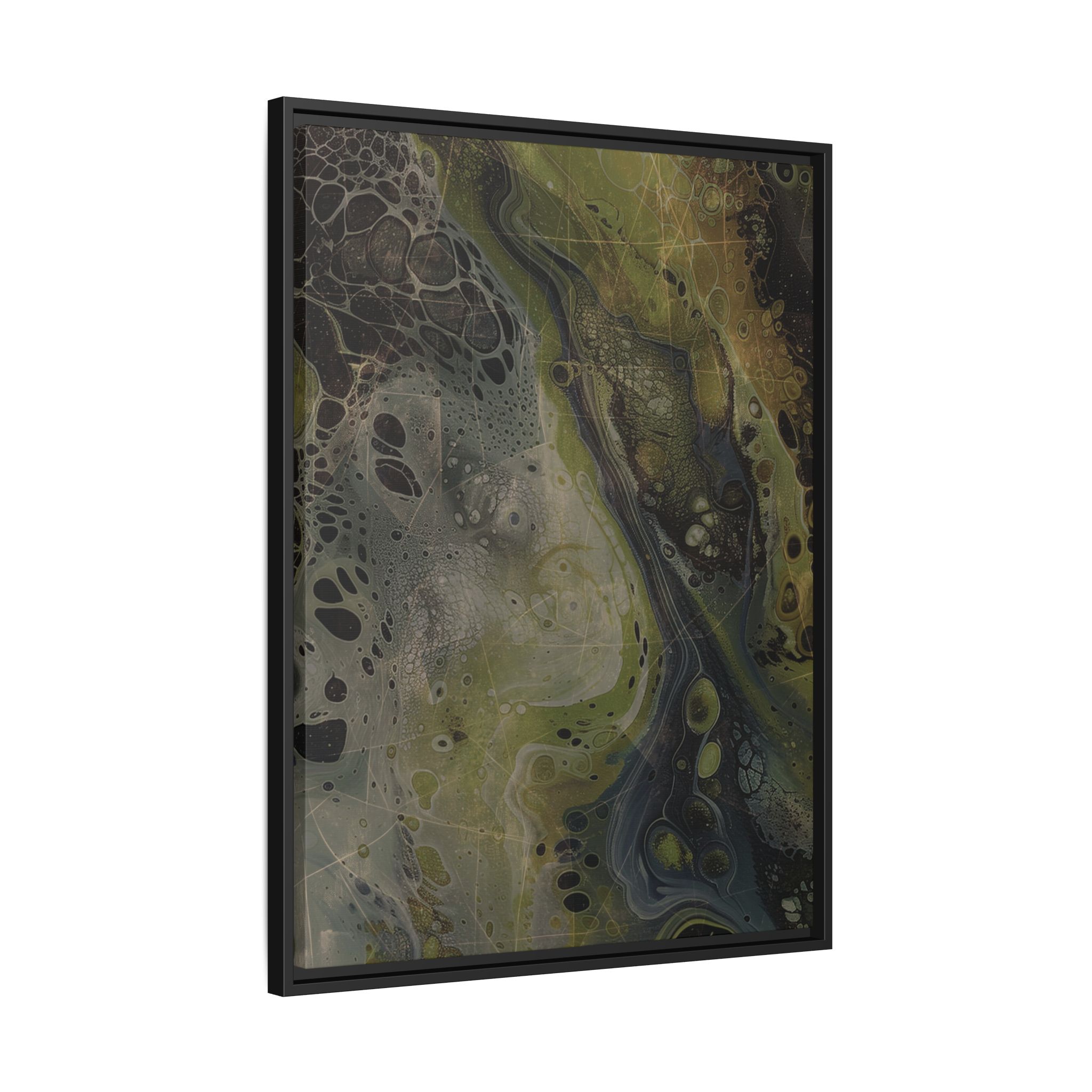 Astrals Cosmic #2 with texture underpainting - Green - Framed Matt Canvas (Black, White, Brown,) - Image 5