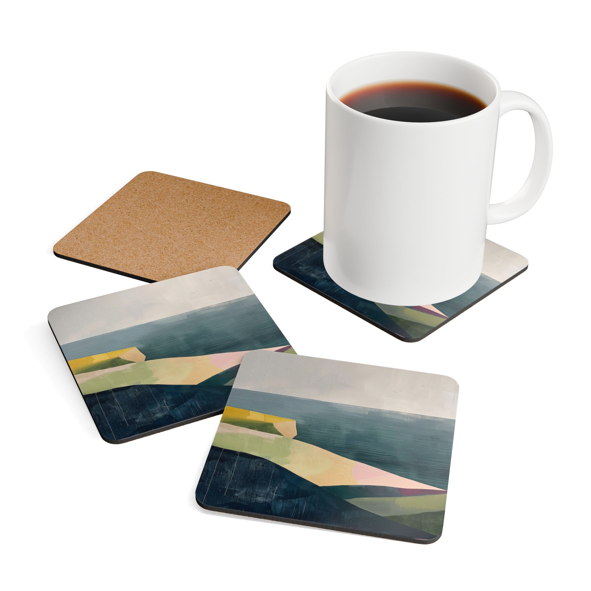 Artistic Corkwood Coaster Set - Eco-Friendly Drinkware Accessory - Image 4