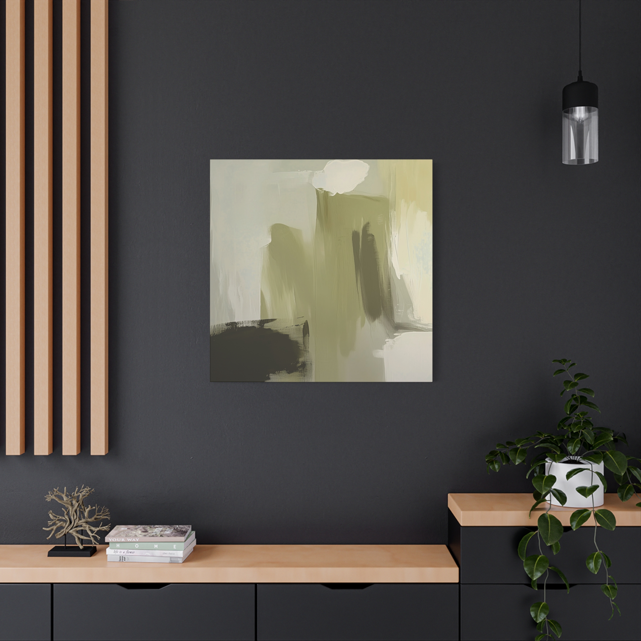 Loose Brushes - Cloud Tower - Olive - Stretched Canvas - Image 12