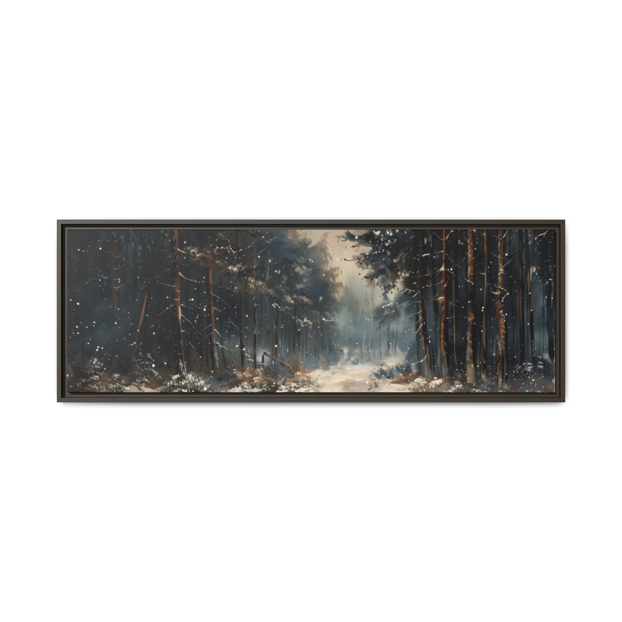 Brown forest with snow - Custom Frame - Wide