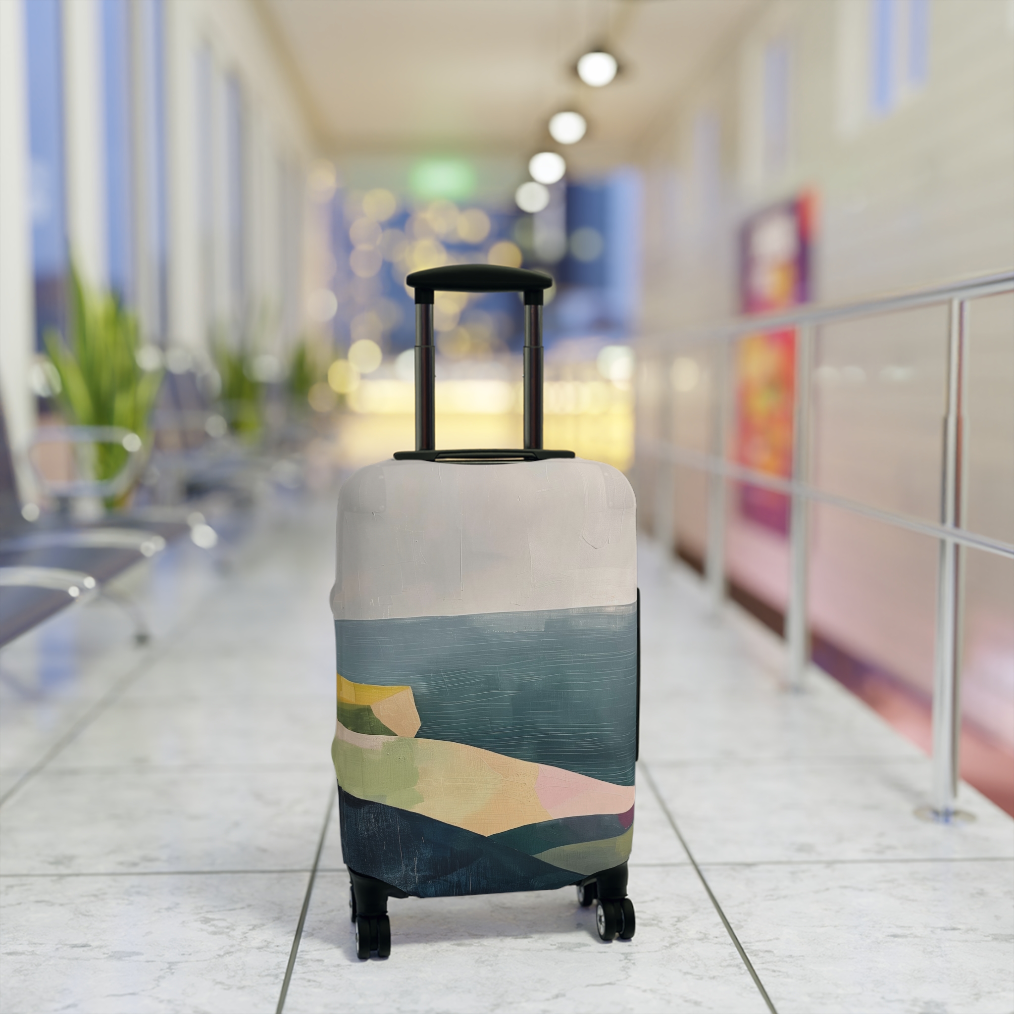 Artistic Luggage Cover - Travel in Style with Coastal Design - Image 3