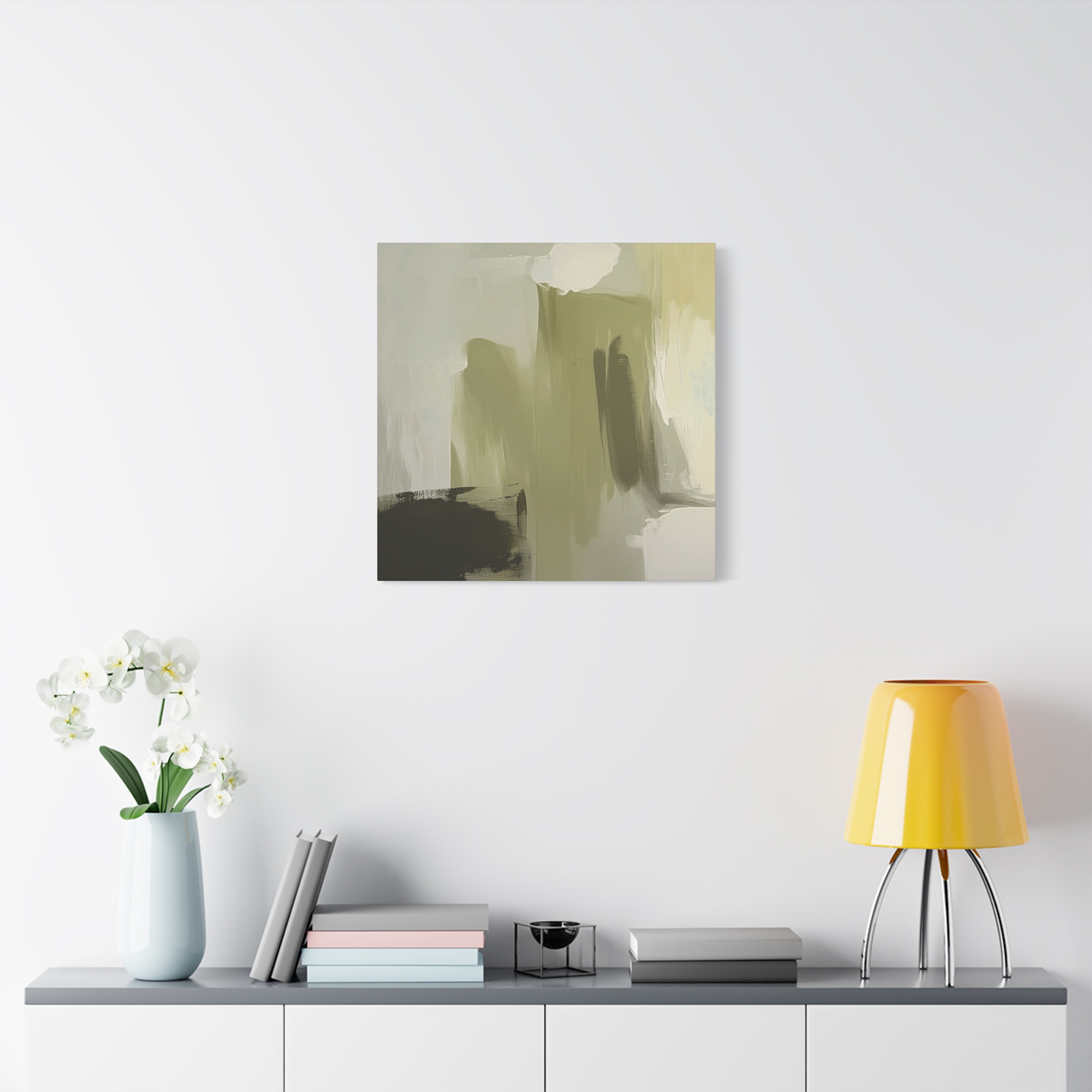 Loose Brushes - Cloud Tower - Olive - Stretched Canvas - Image 7