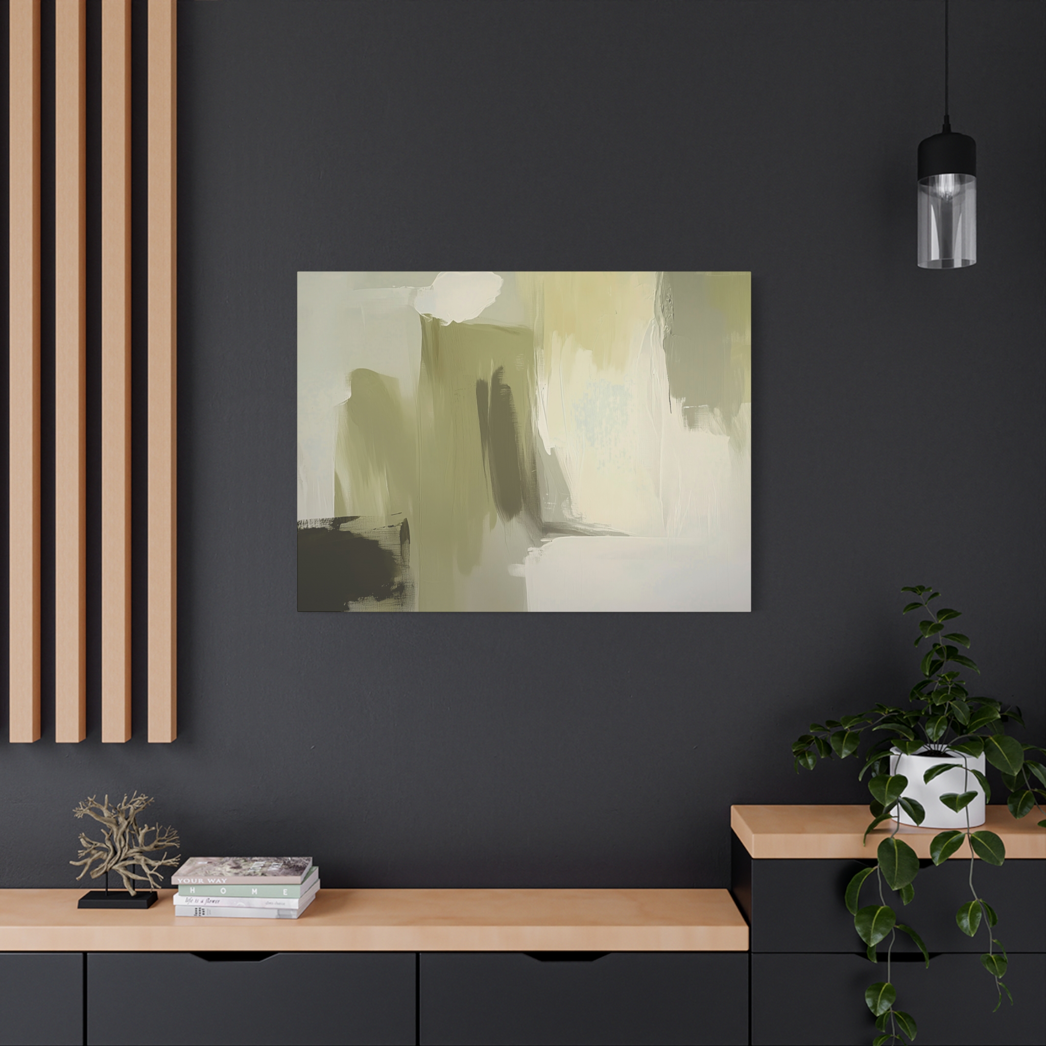 Loose Brushes - Cloud Tower - Olive - Stretched Canvas - Image 24