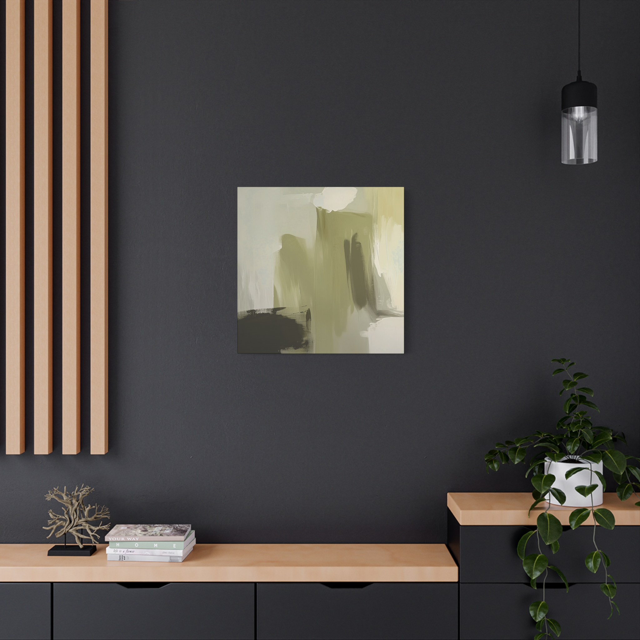 Loose Brushes - Cloud Tower - Olive - Stretched Canvas - Image 8