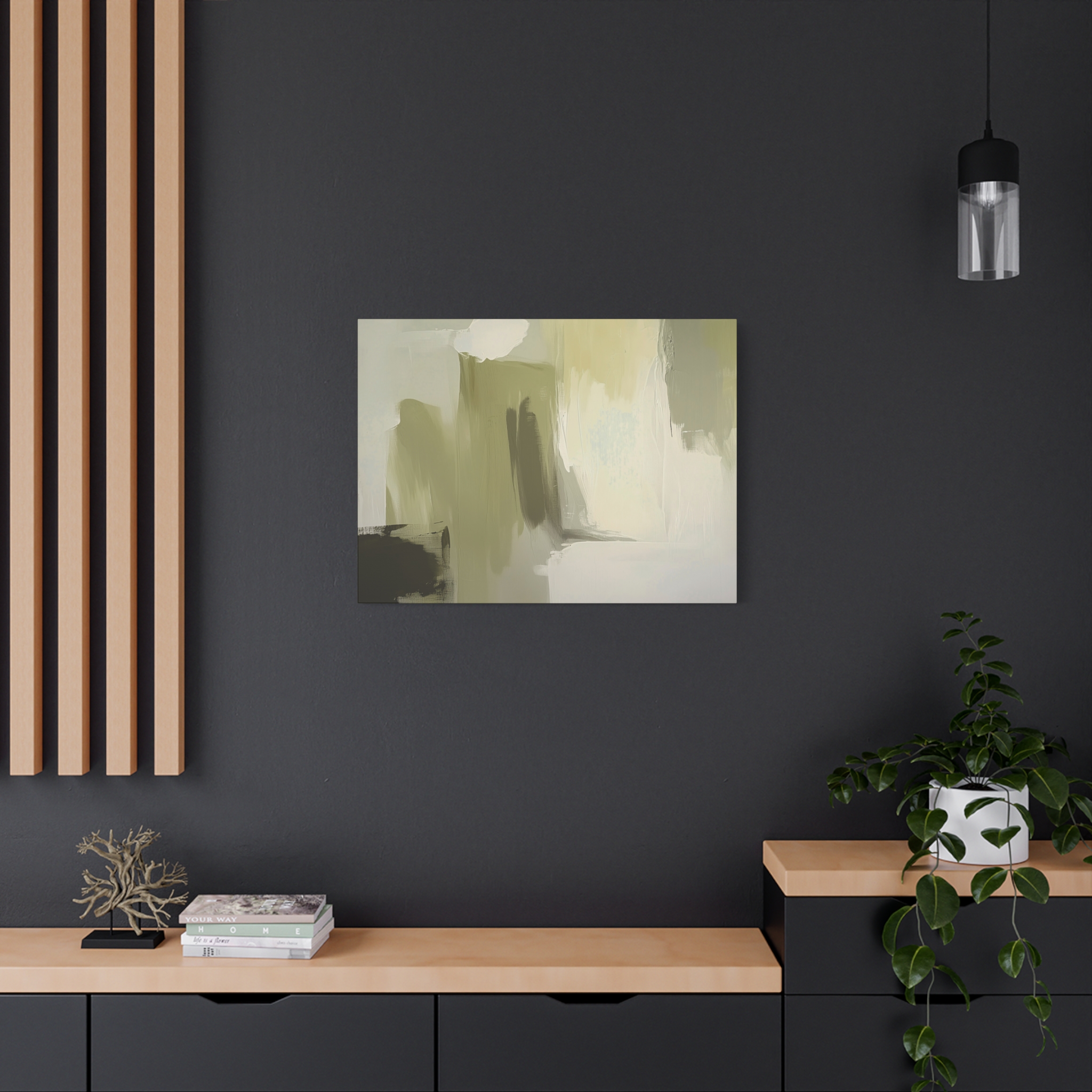 Loose Brushes - Cloud Tower - Olive - Stretched Canvas - Image 20