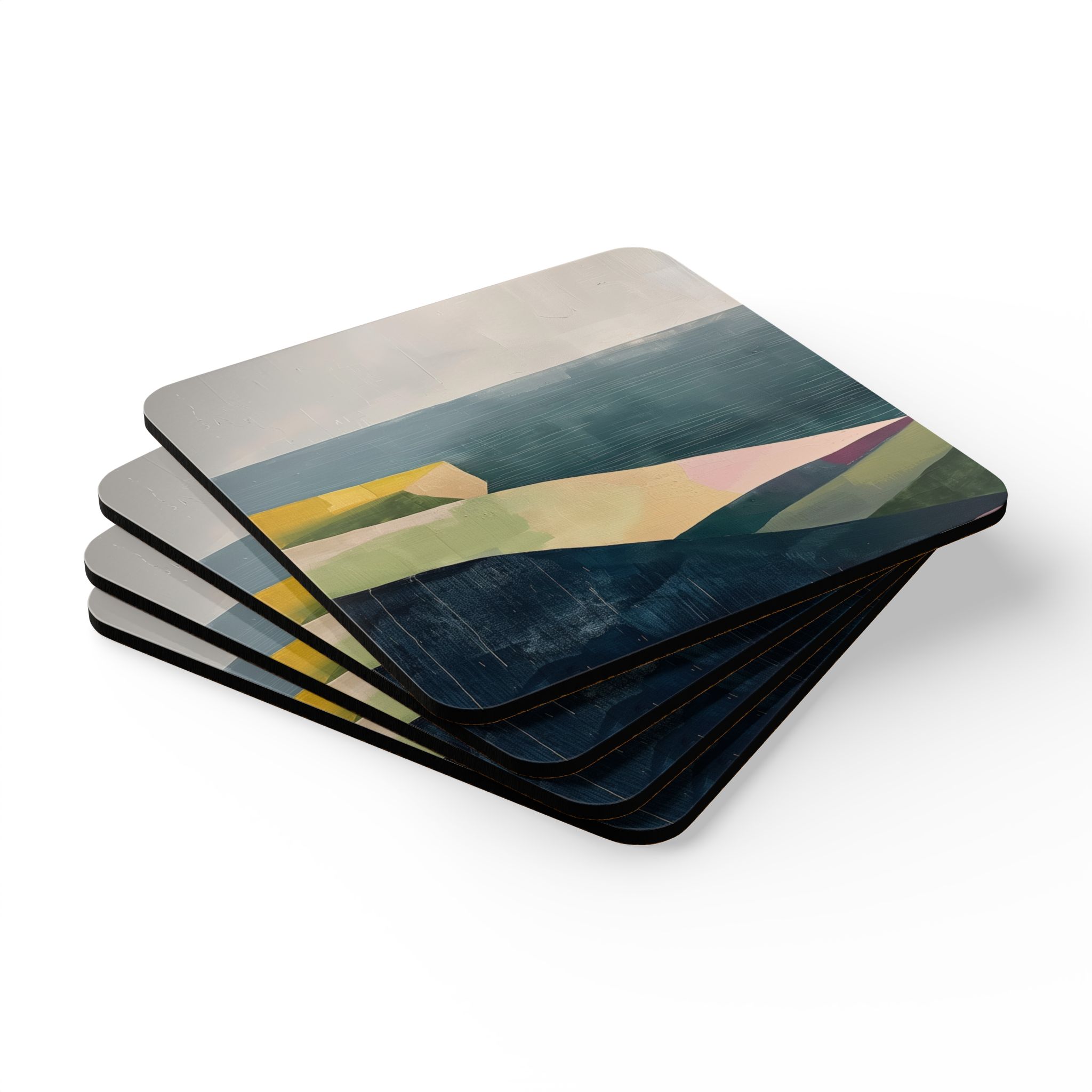 Artistic Corkwood Coaster Set - Eco-Friendly Drinkware Accessory - Image 3