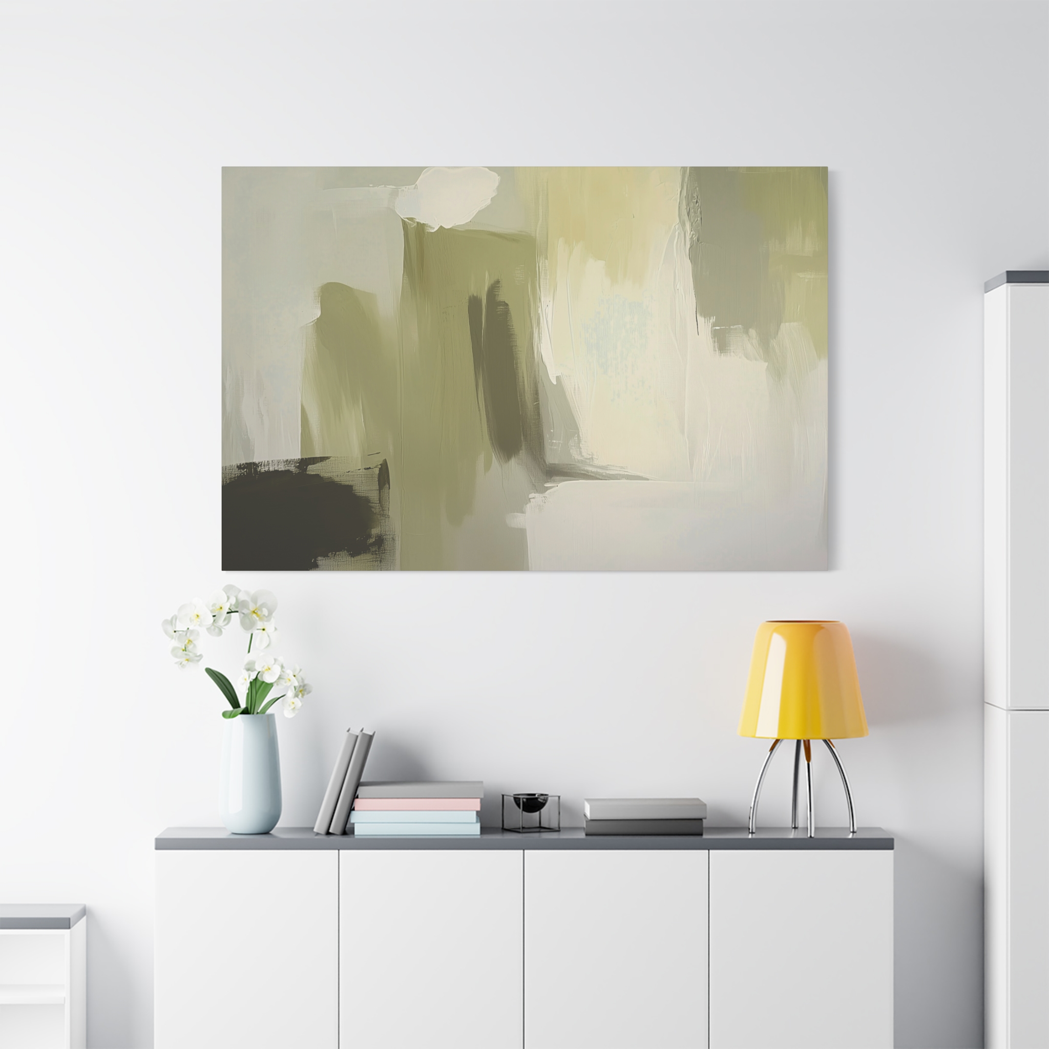 Loose Brushes - Cloud Tower - Olive - Stretched Canvas - Image 31