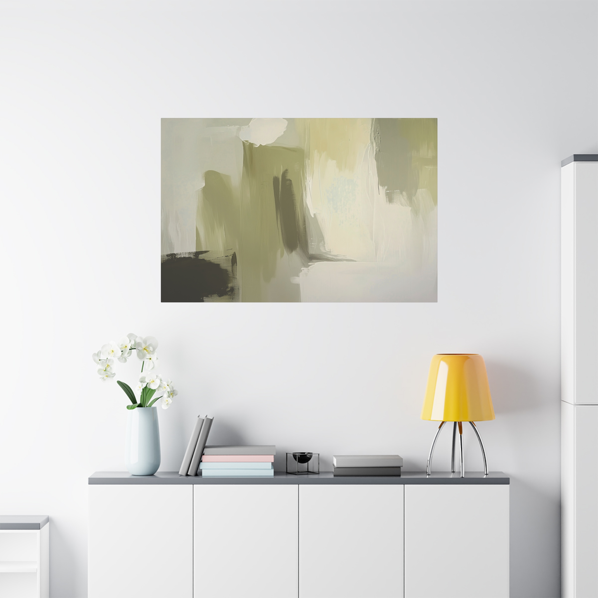 Loose Brushes - Cloud Tower - Olive - Stretched Canvas - Image 27