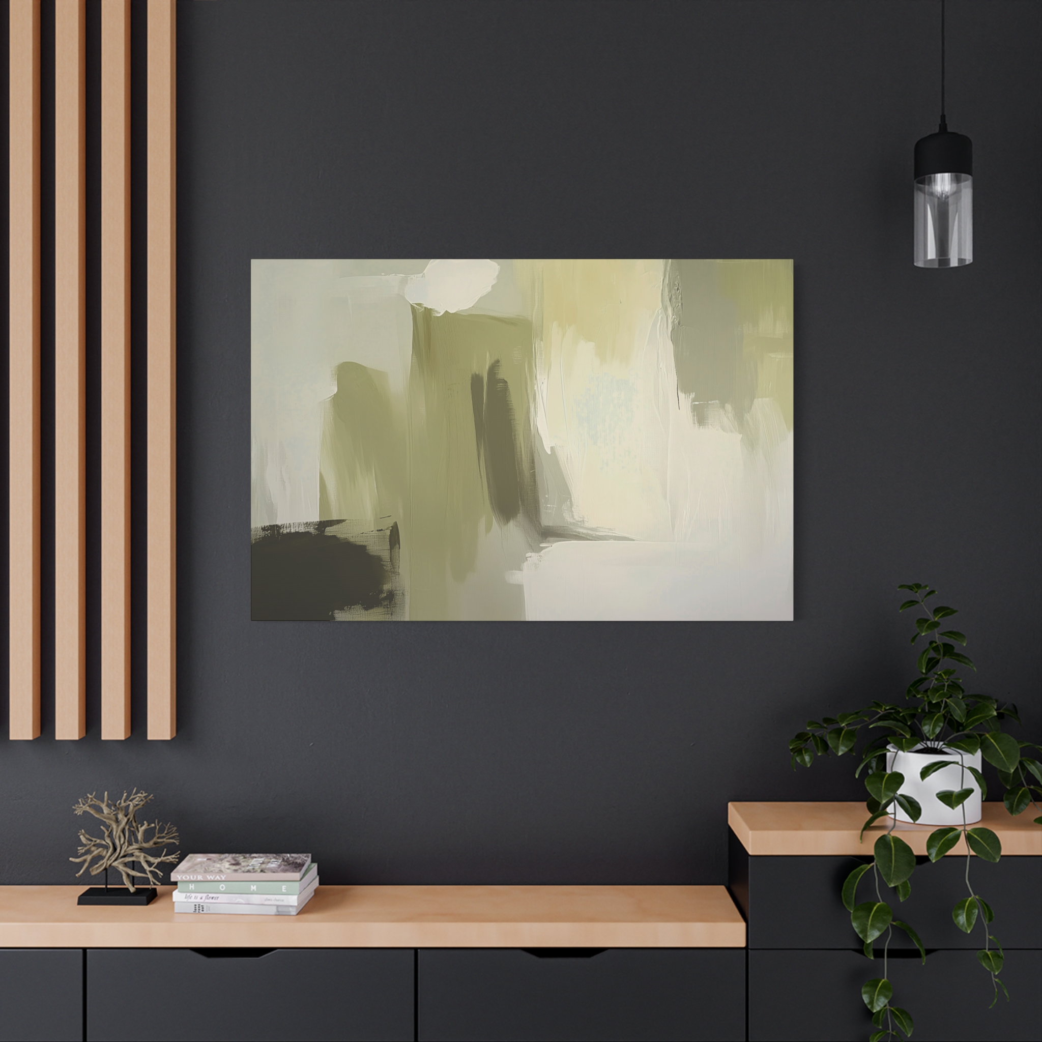 Loose Brushes - Cloud Tower - Olive - Stretched Canvas - Image 28