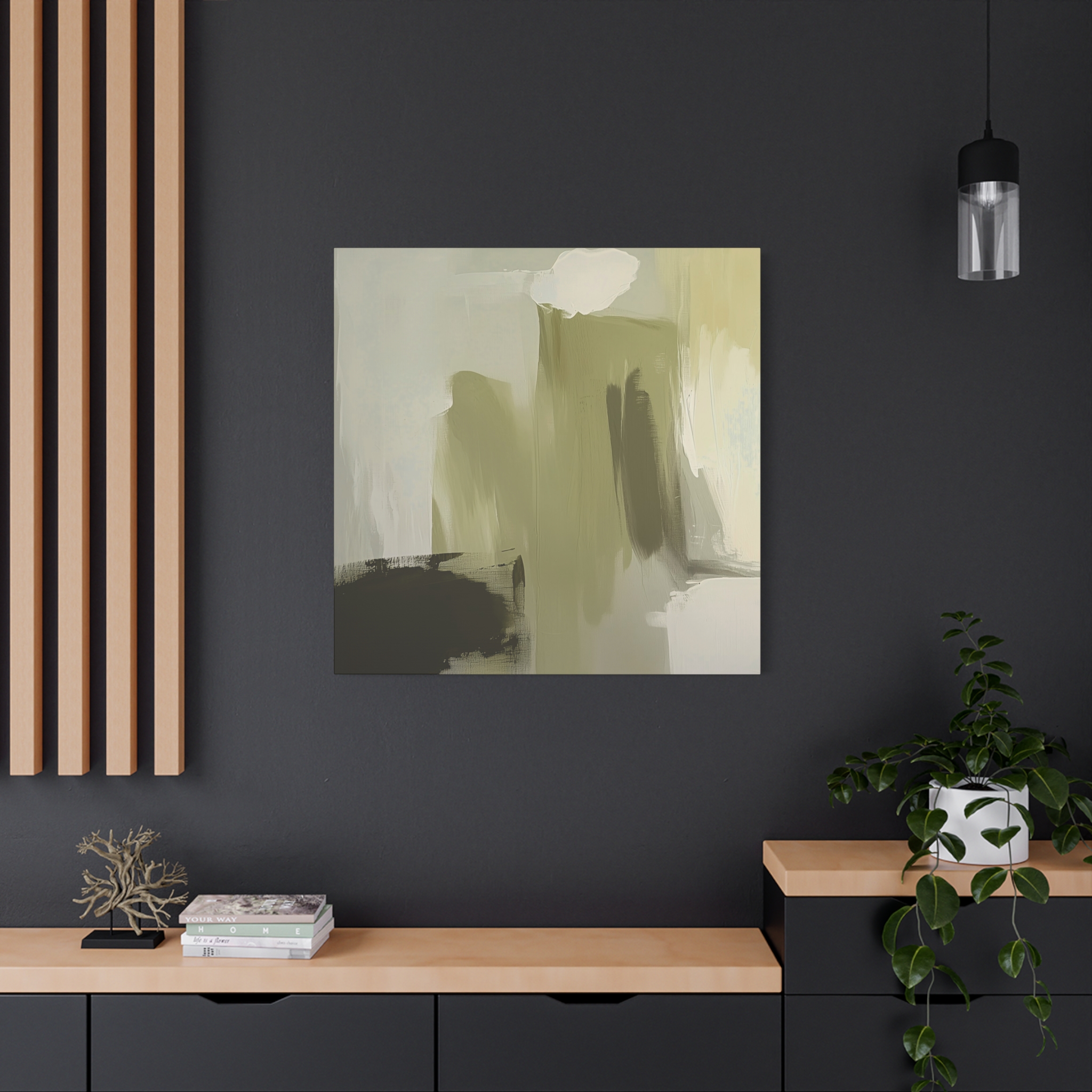 Loose Brushes - Cloud Tower - Olive - Stretched Canvas - Image 16