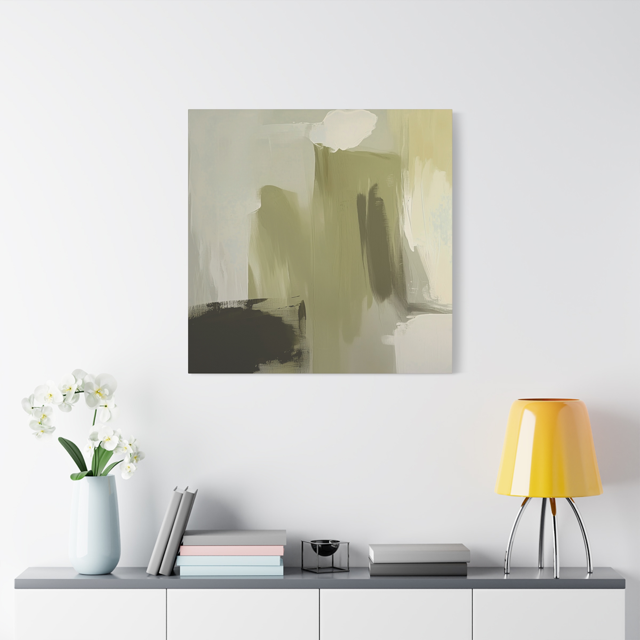 Loose Brushes - Cloud Tower - Olive - Stretched Canvas - Image 11