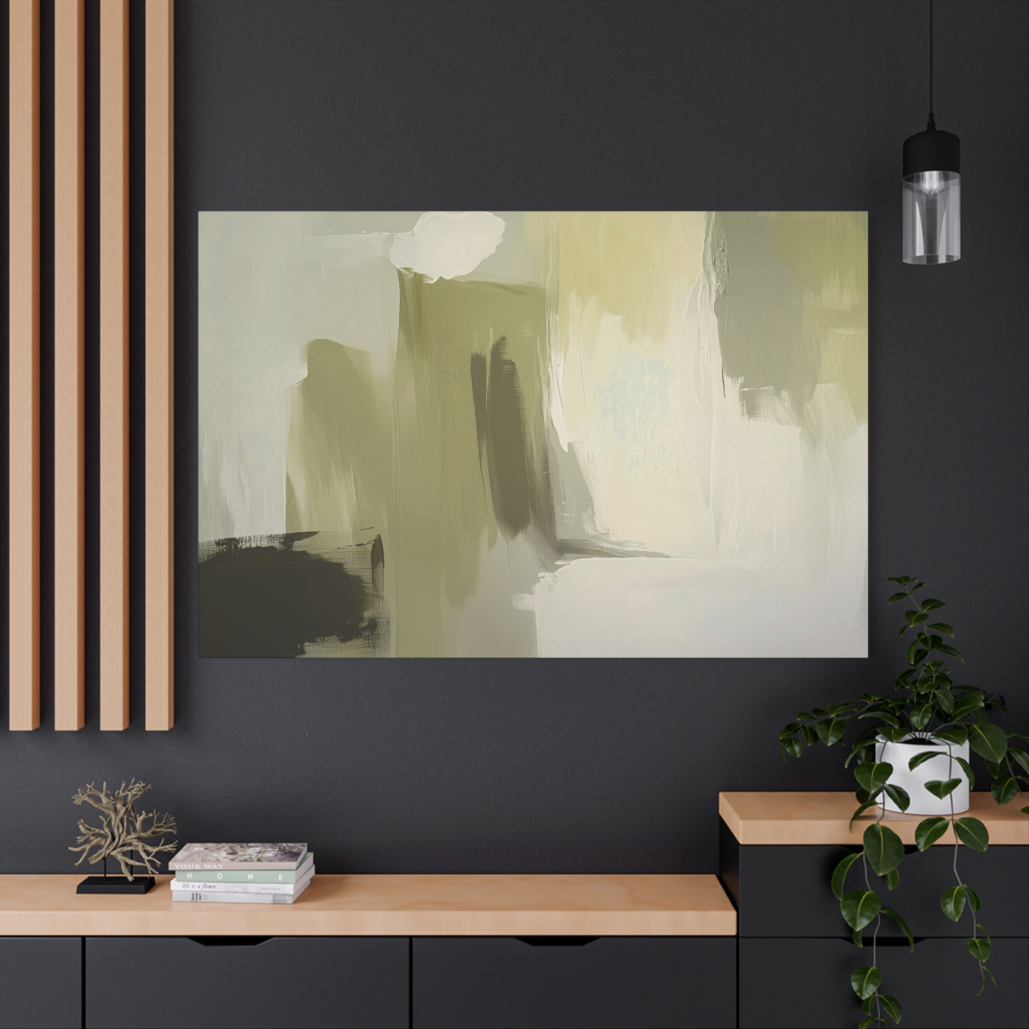 Loose Brushes - Cloud Tower - Olive - Stretched Canvas - Image 32