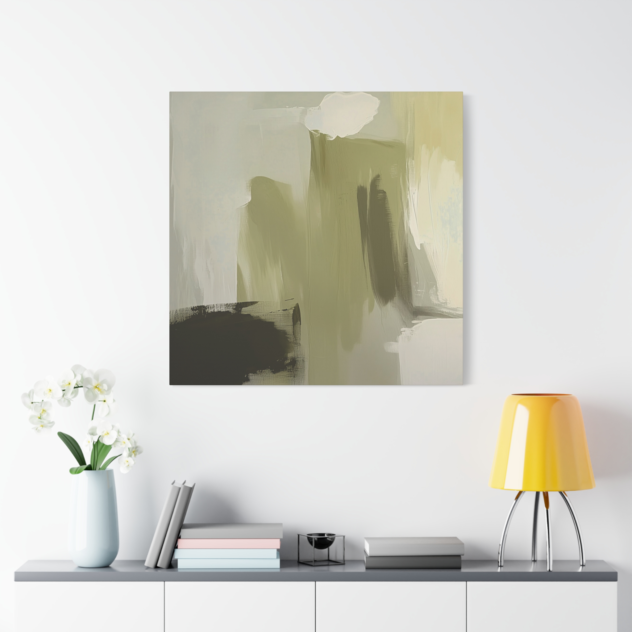 Loose Brushes - Cloud Tower - Olive - Stretched Canvas - Image 15