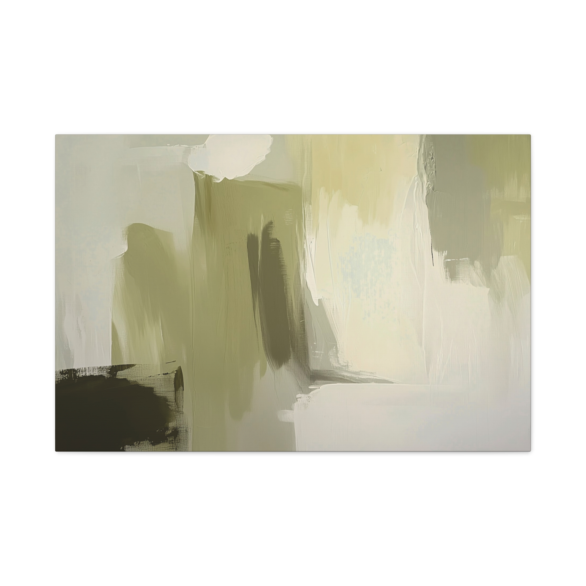 Loose Brushes - Cloud Tower - Olive - Stretched Canvas