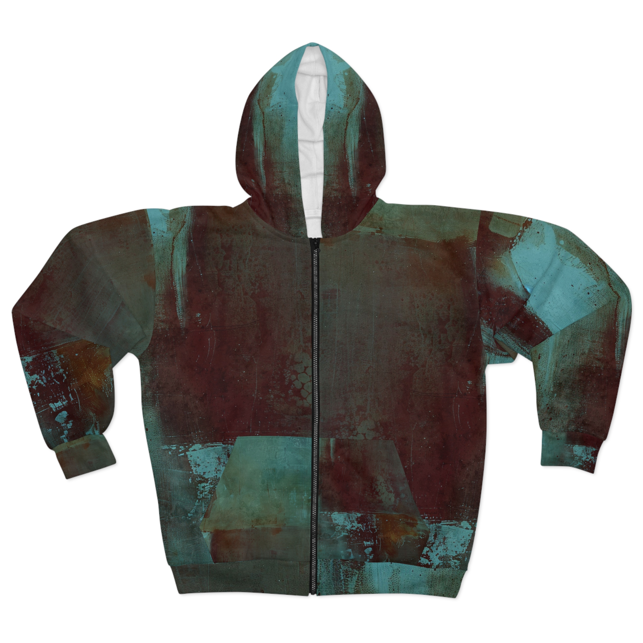 Unisex Sci-Fi Zip Hoodie - Rugged Blue Artwork