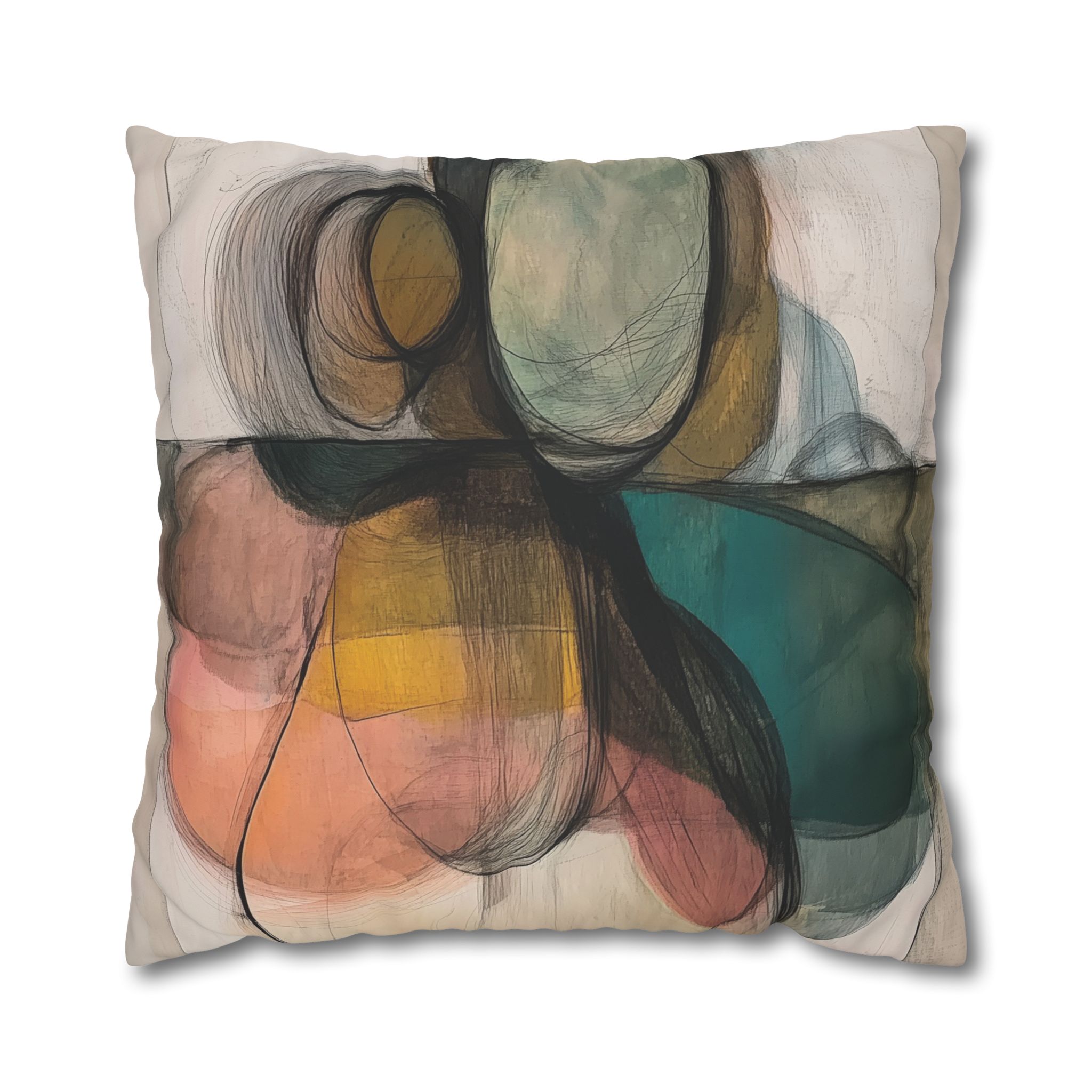 Organica - Print Pillowcase - Decorative Square Poly Canvas Cushion for Home Decor