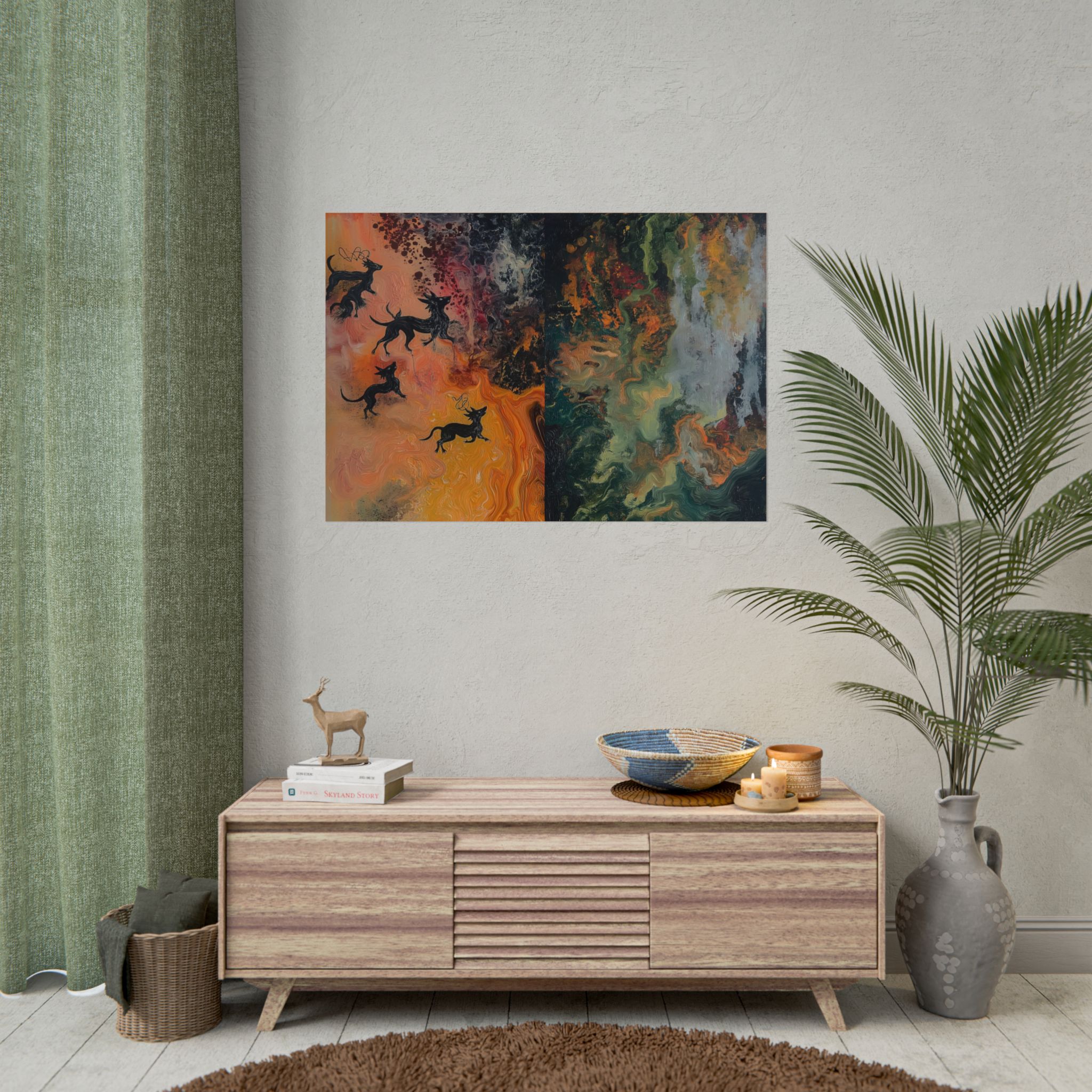 Abstract Medievil Beasts - DIY Rolled Paper Prints - LANDSCAPE DOUBLE PRINT - Image 12