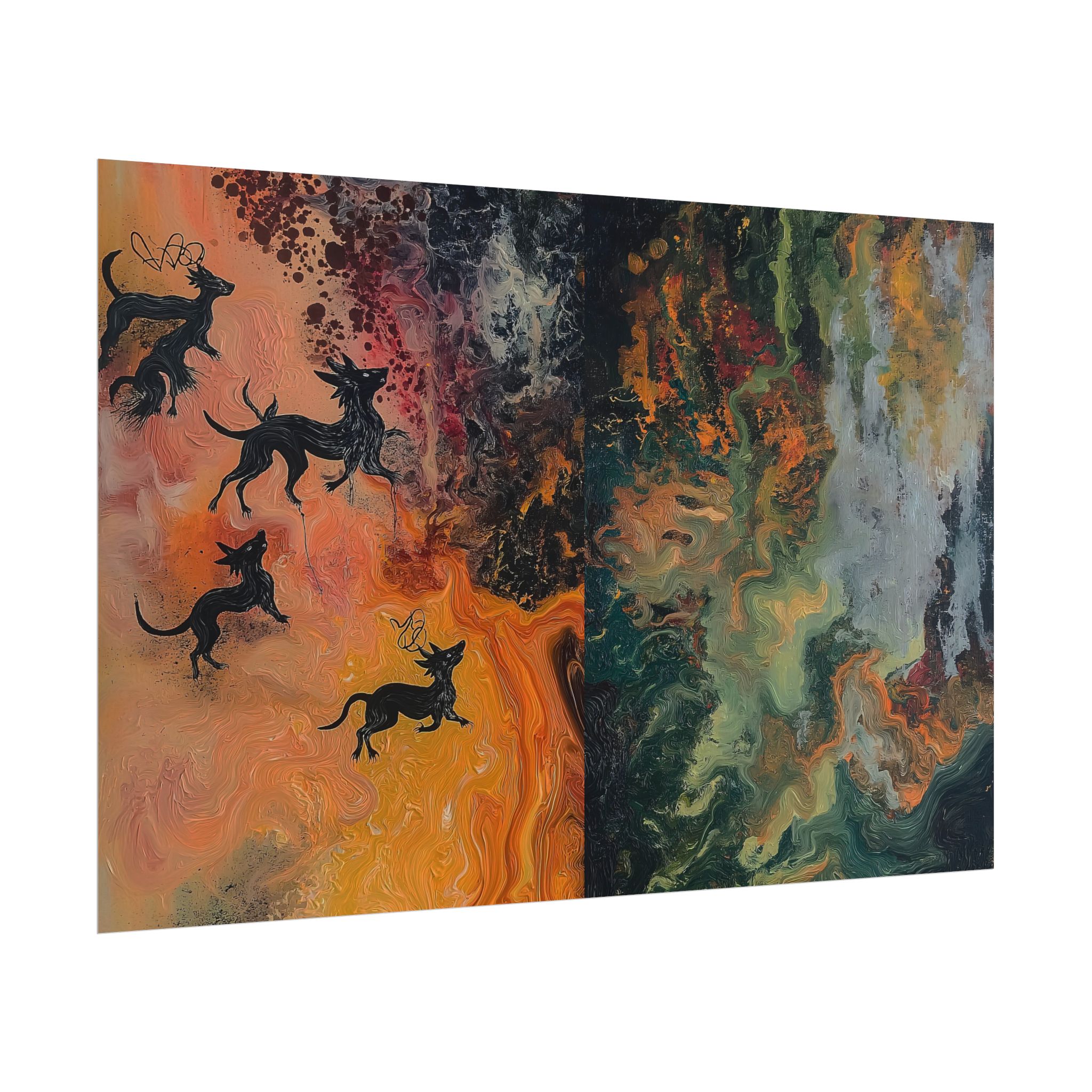 Abstract Medievil Beasts - DIY Rolled Paper Prints - LANDSCAPE DOUBLE PRINT