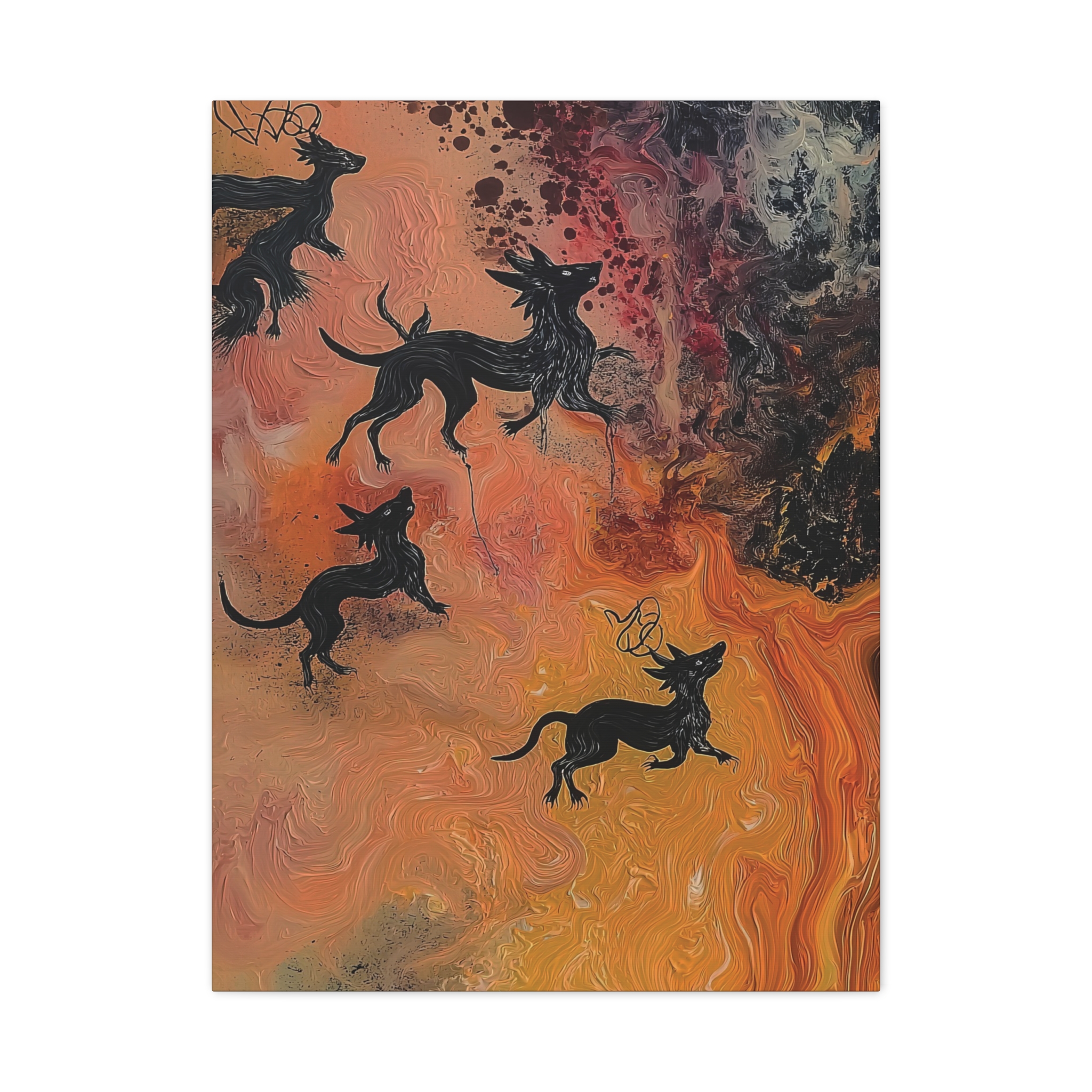 Abstract Medievil Beasts - Stretched Canvas