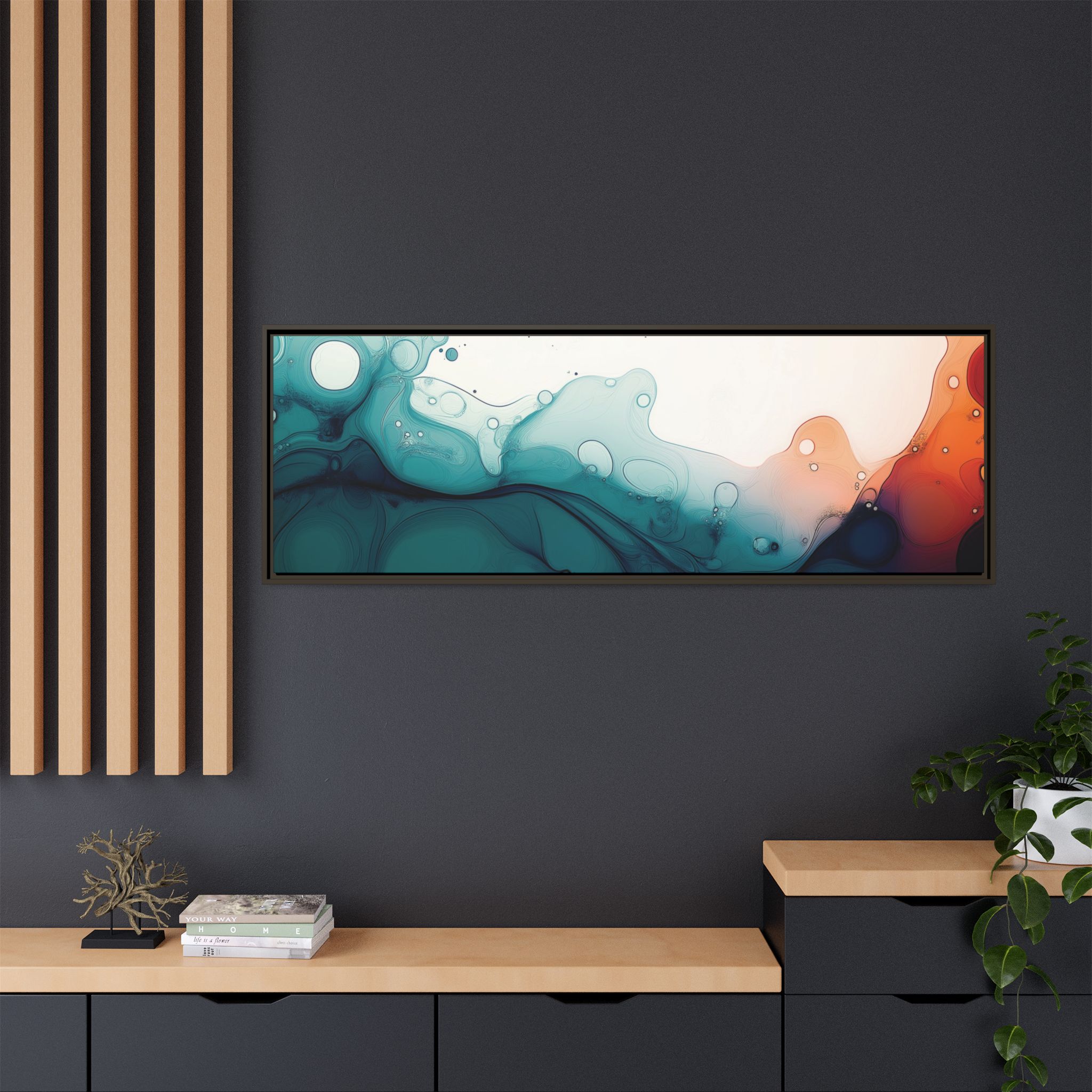 Water Wall - Framed Matt Canvas (Black, White, Brown,) - Image 76