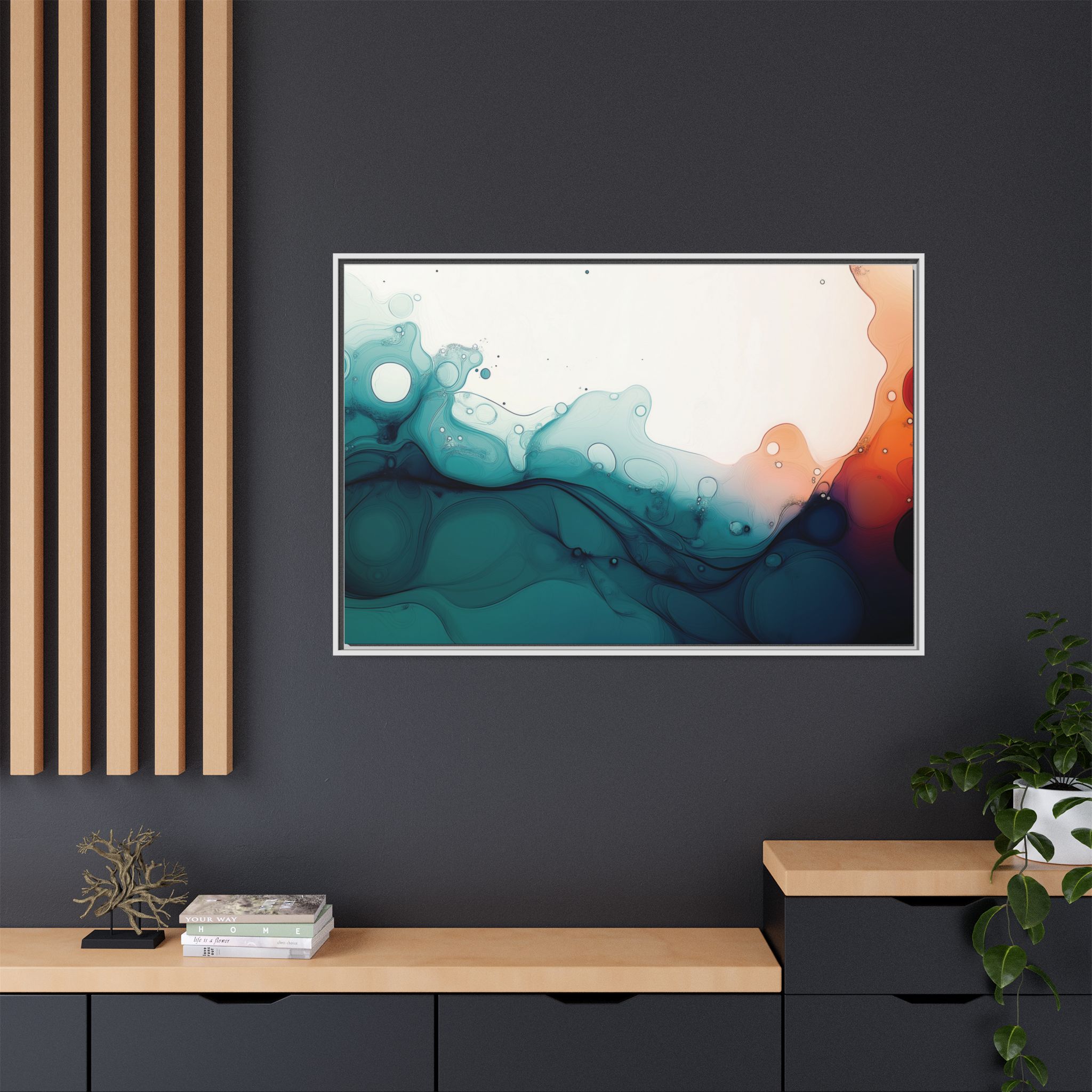 Water Wall - Framed Matt Canvas (Black, White, Brown,) - Image 24