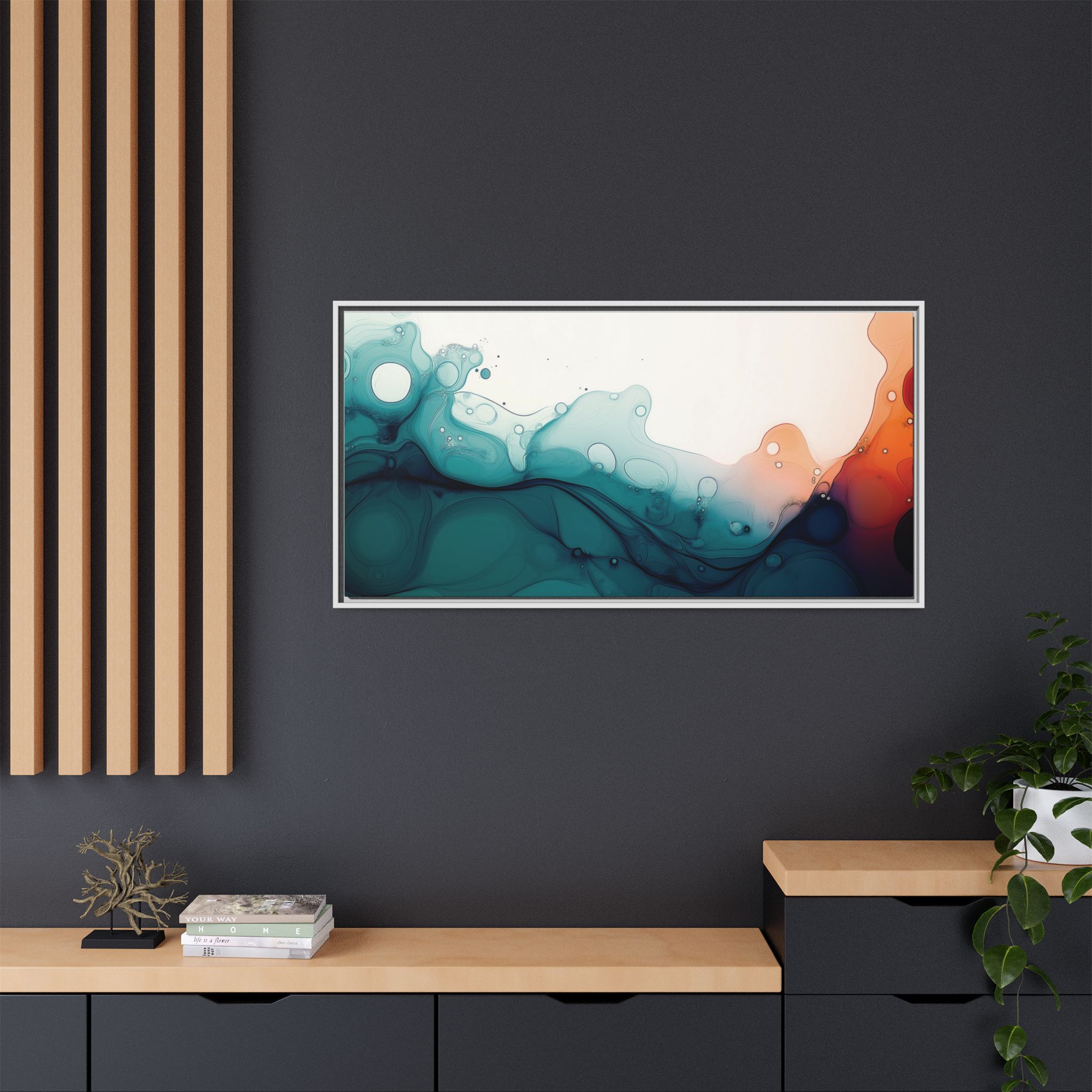 Water Wall - Framed Matt Canvas (Black, White, Brown,) - Image 72