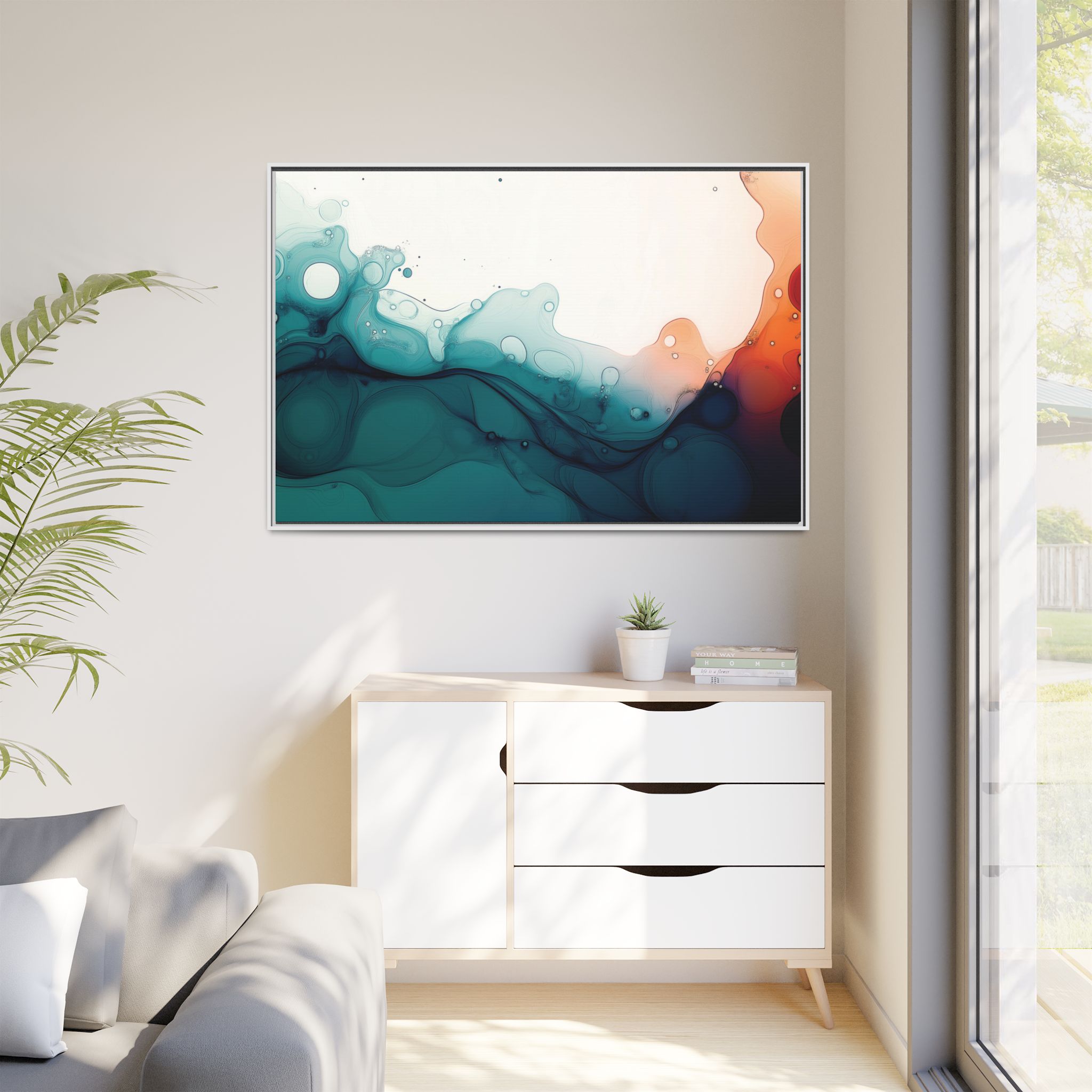 Water Wall - Framed Matt Canvas (Black, White, Brown,) - Image 127