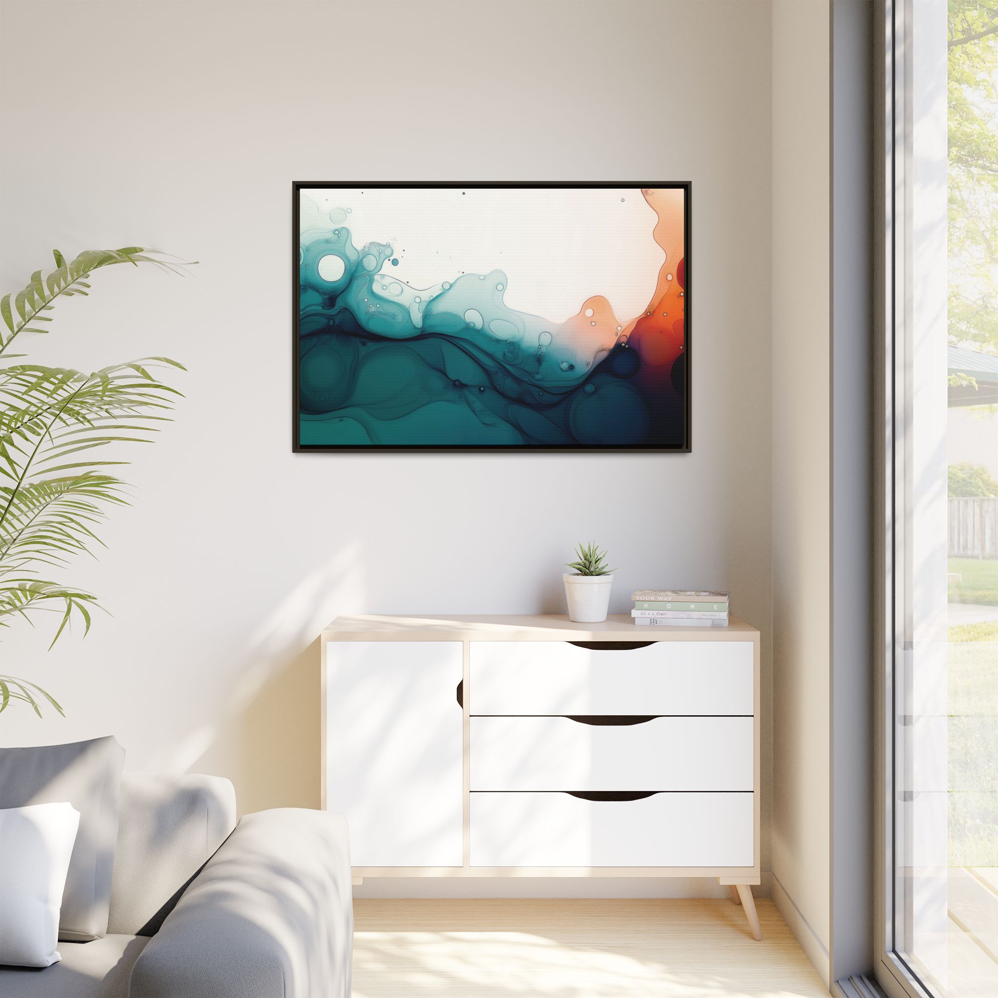 Water Wall - Framed Matt Canvas (Black, White, Brown,) - Image 19