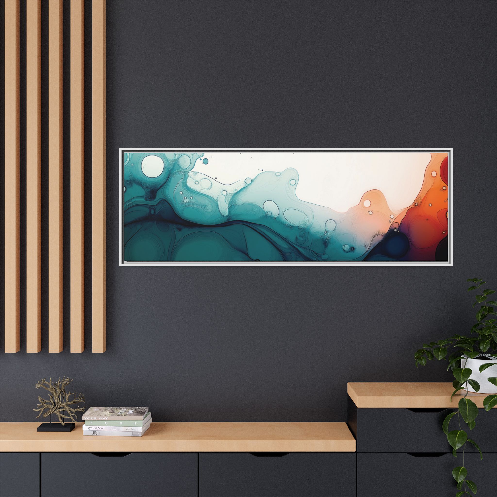 Water Wall - Framed Matt Canvas (Black, White, Brown,) - Image 80