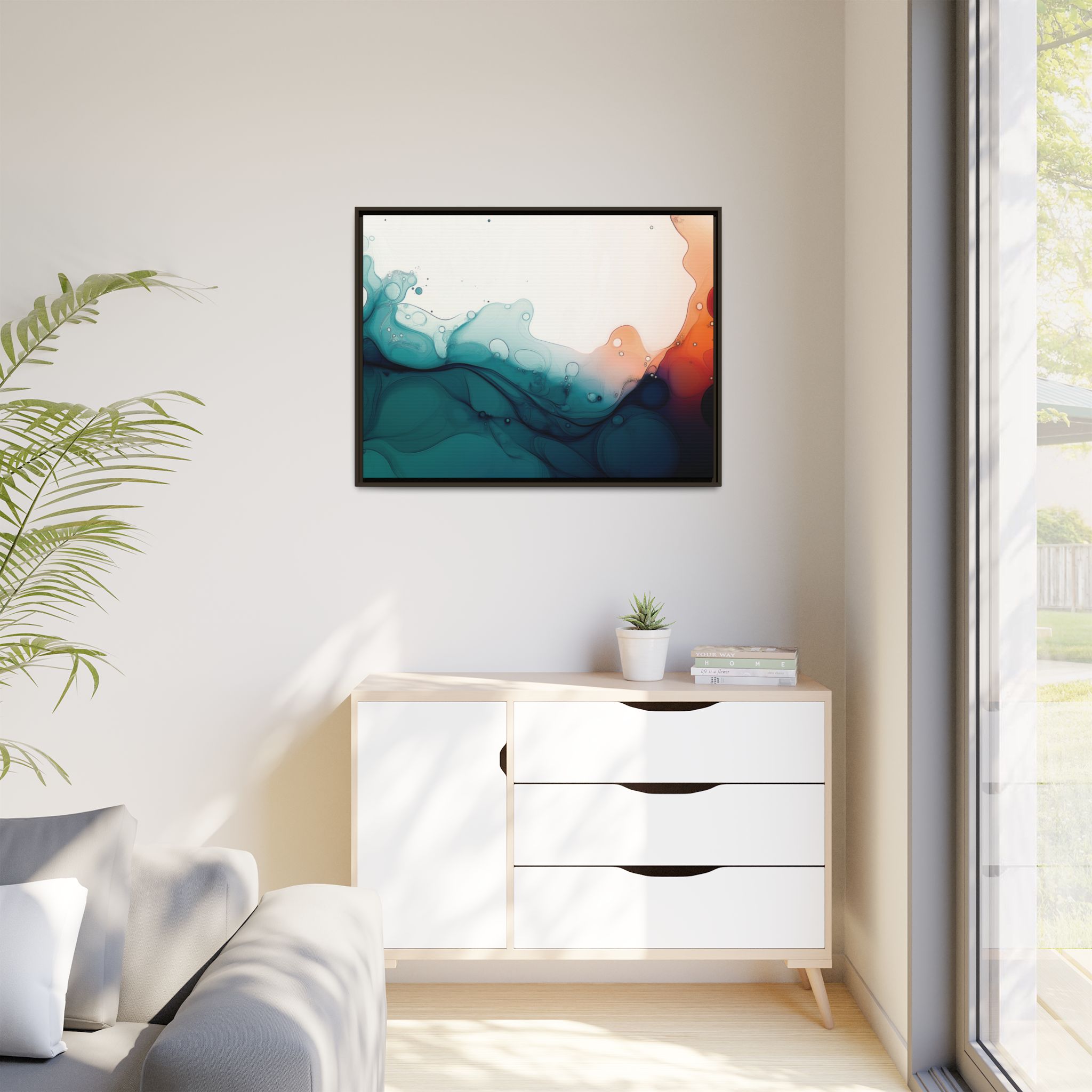 Water Wall - Framed Matt Canvas (Black, White, Brown,) - Image 39