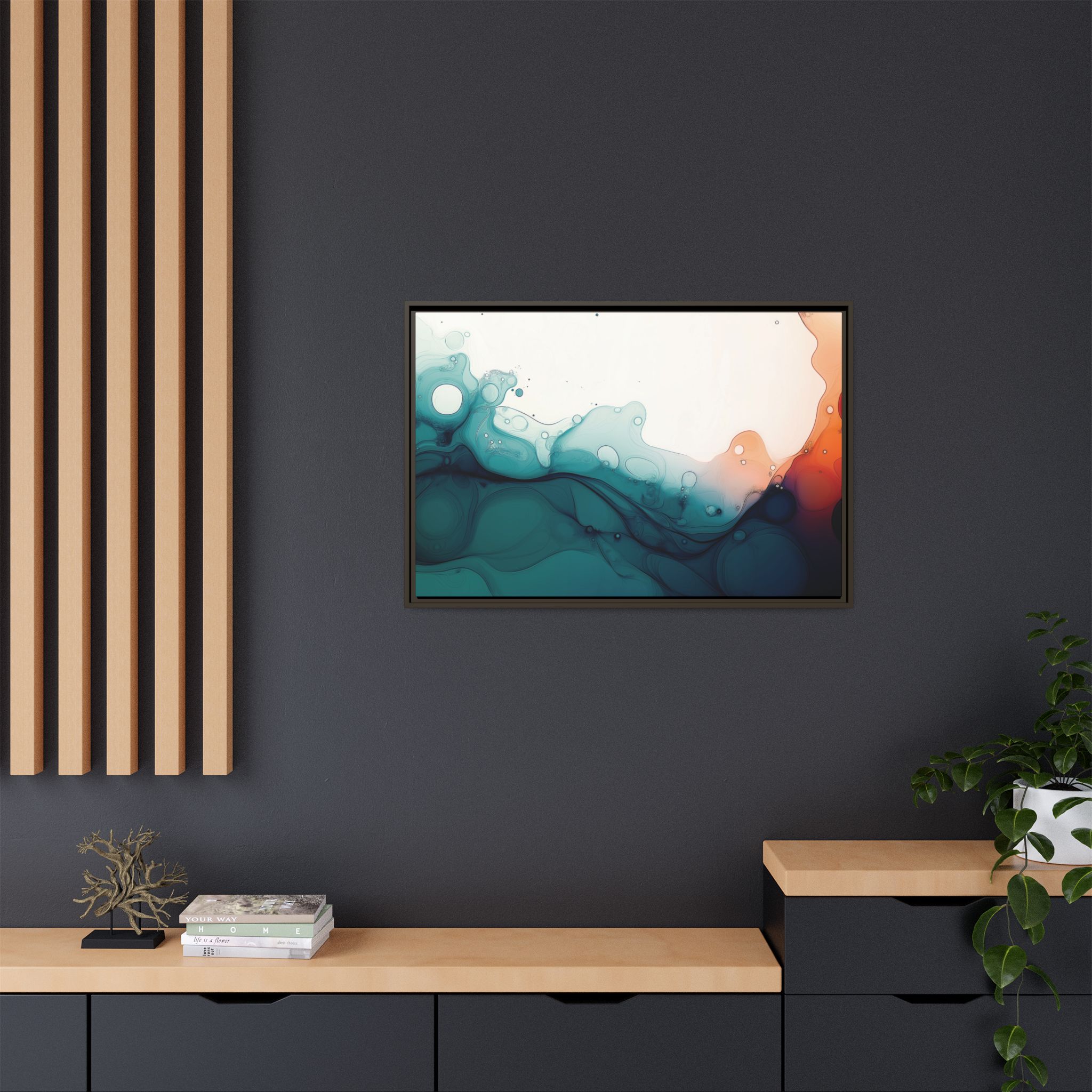 Water Wall - Framed Matt Canvas (Black, White, Brown,) - Image 16