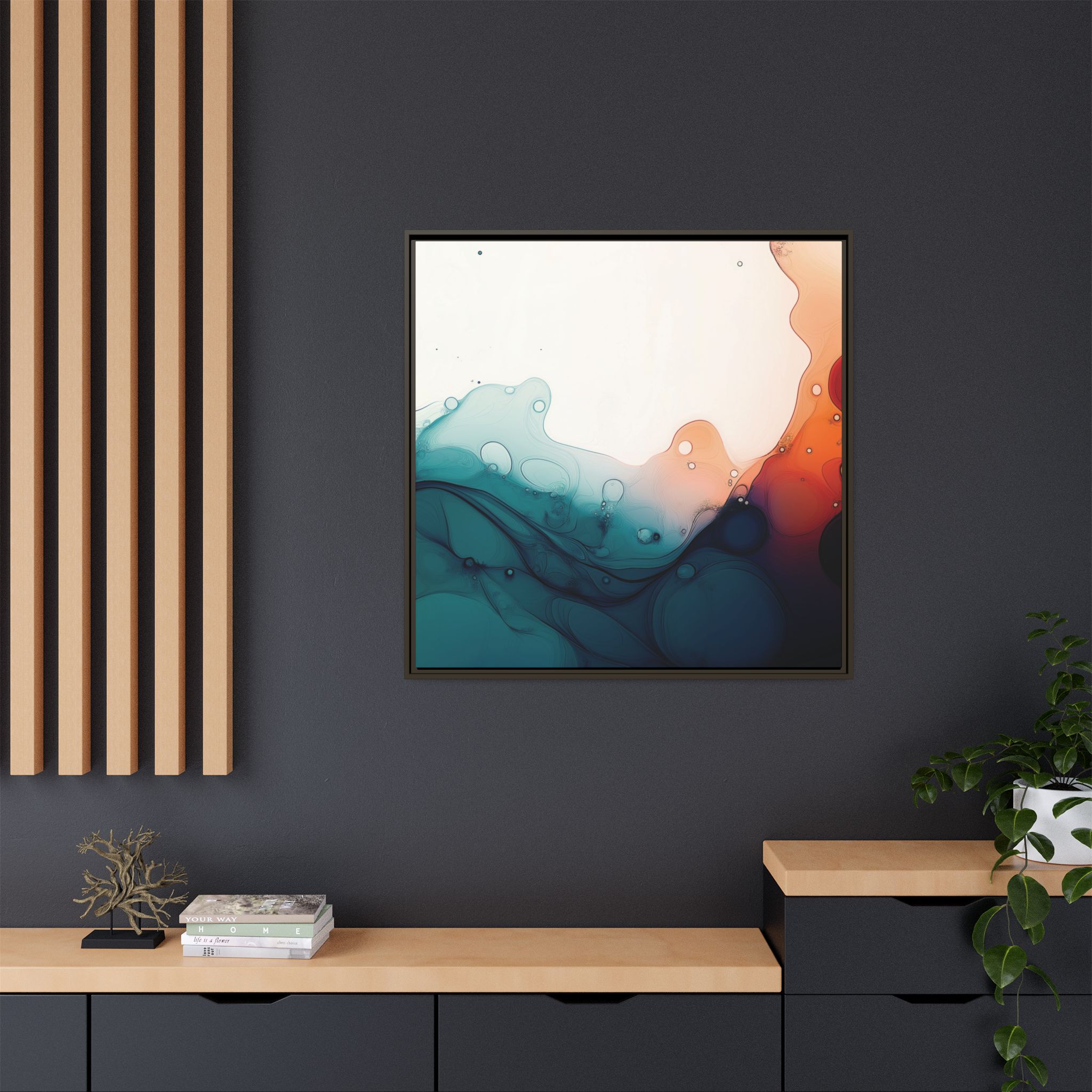 Water Wall - Framed Matt Canvas (Black, White, Brown,) - Image 112