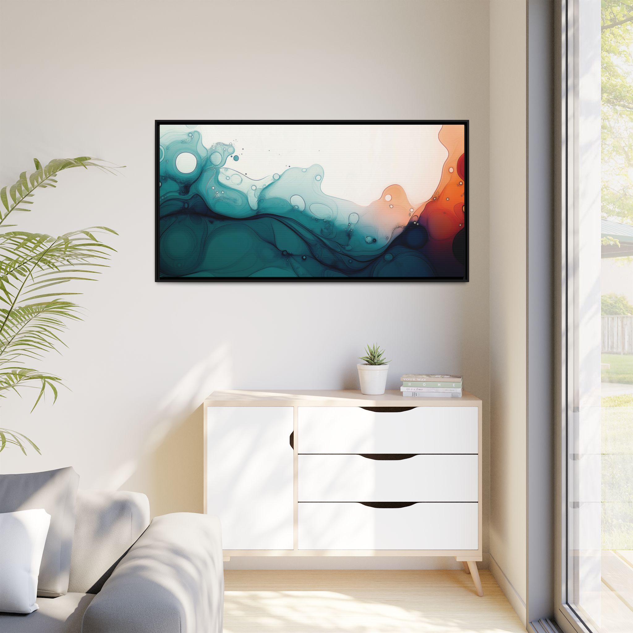 Water Wall - Framed Matt Canvas (Black, White, Brown,) - Image 83