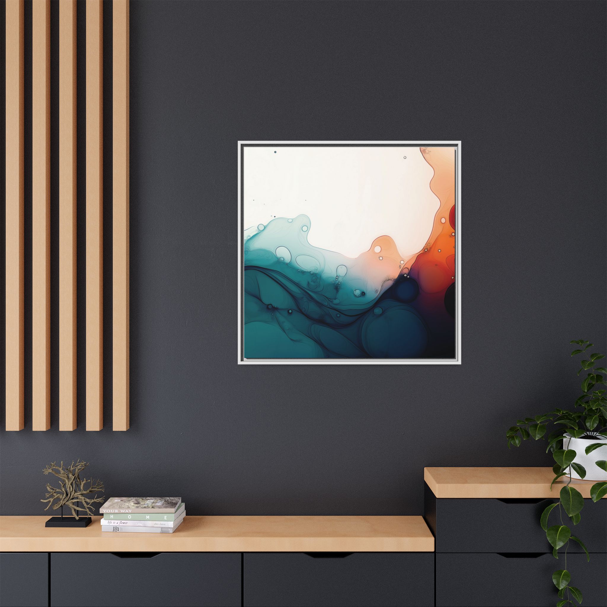 Water Wall - Framed Matt Canvas (Black, White, Brown,) - Image 60