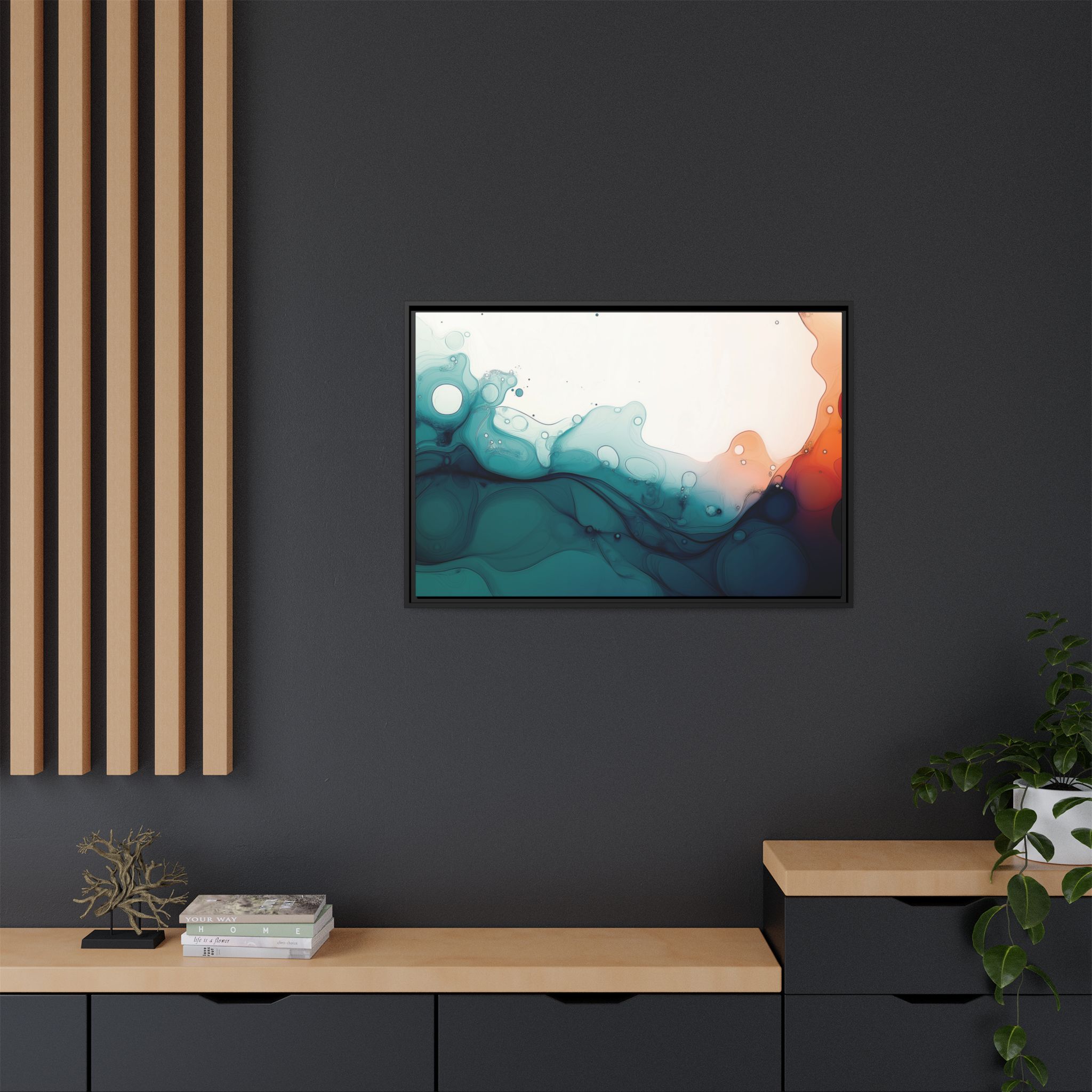 Water Wall - Framed Matt Canvas (Black, White, Brown,) - Image 8